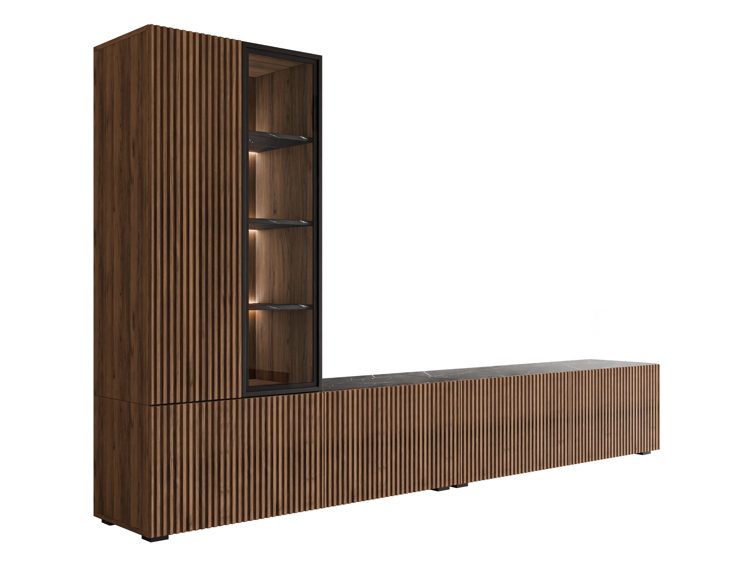 Living room set Comfivo Tutelar (Walnut + Black marble)