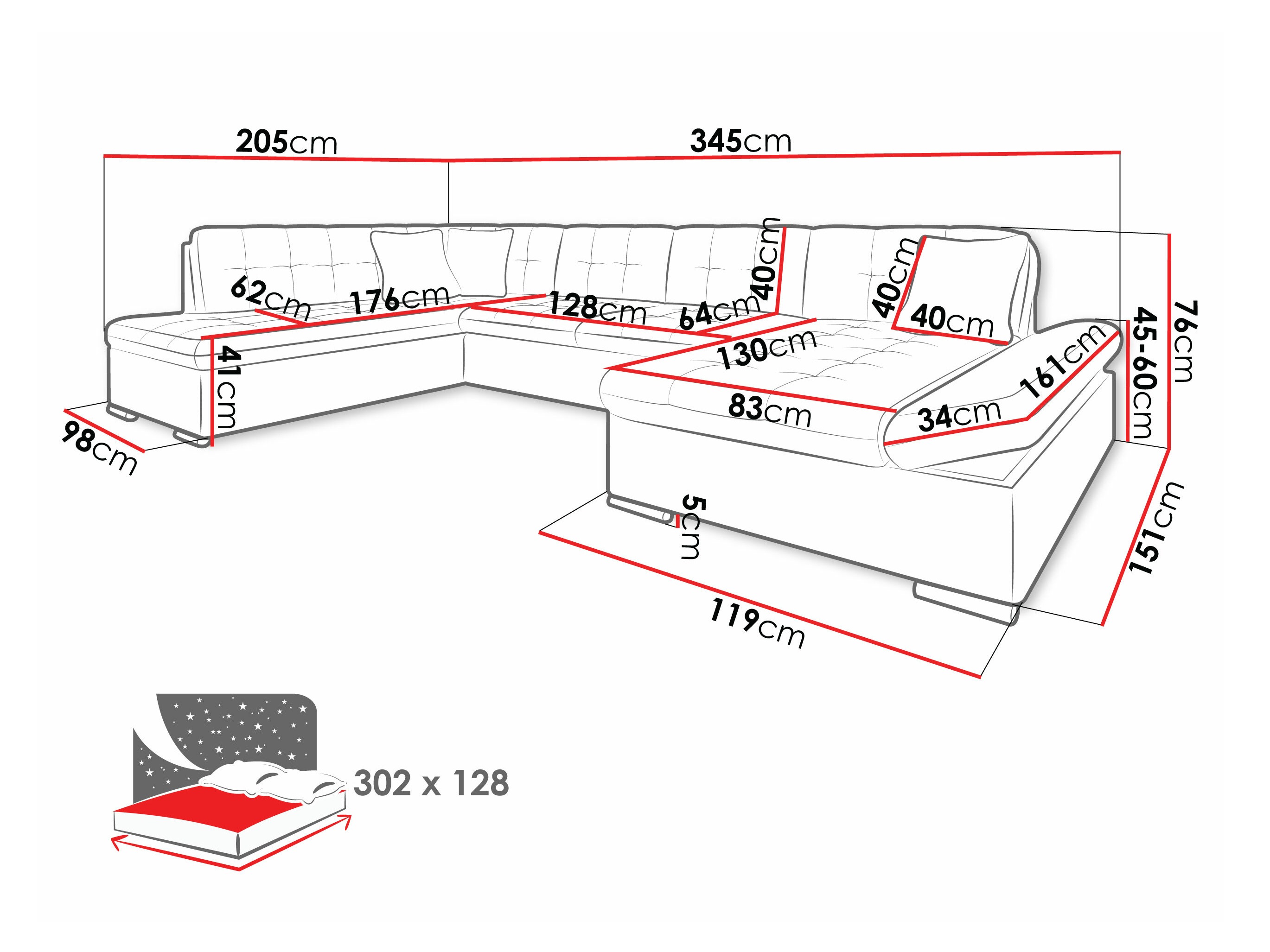 Corner sofa Comfivo Tilia II (Fragola 65)