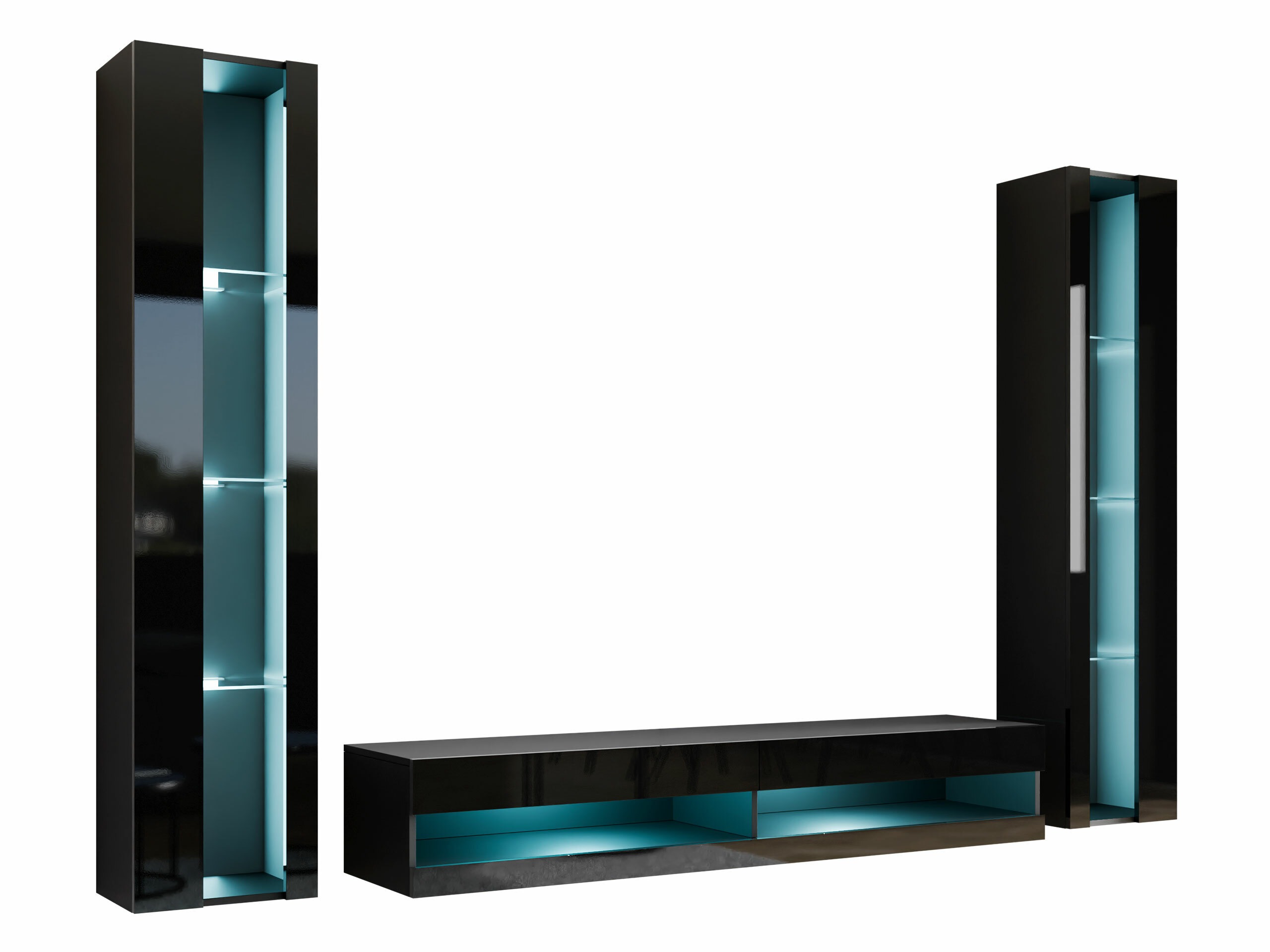 Living room set Vilrin V (Black + Glossy black)