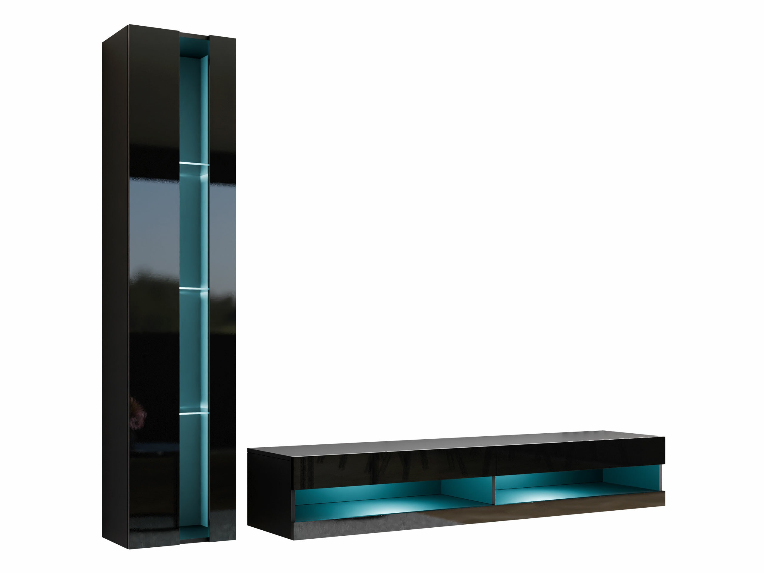 Living room set Vilrin VIII (Black + Glossy black)