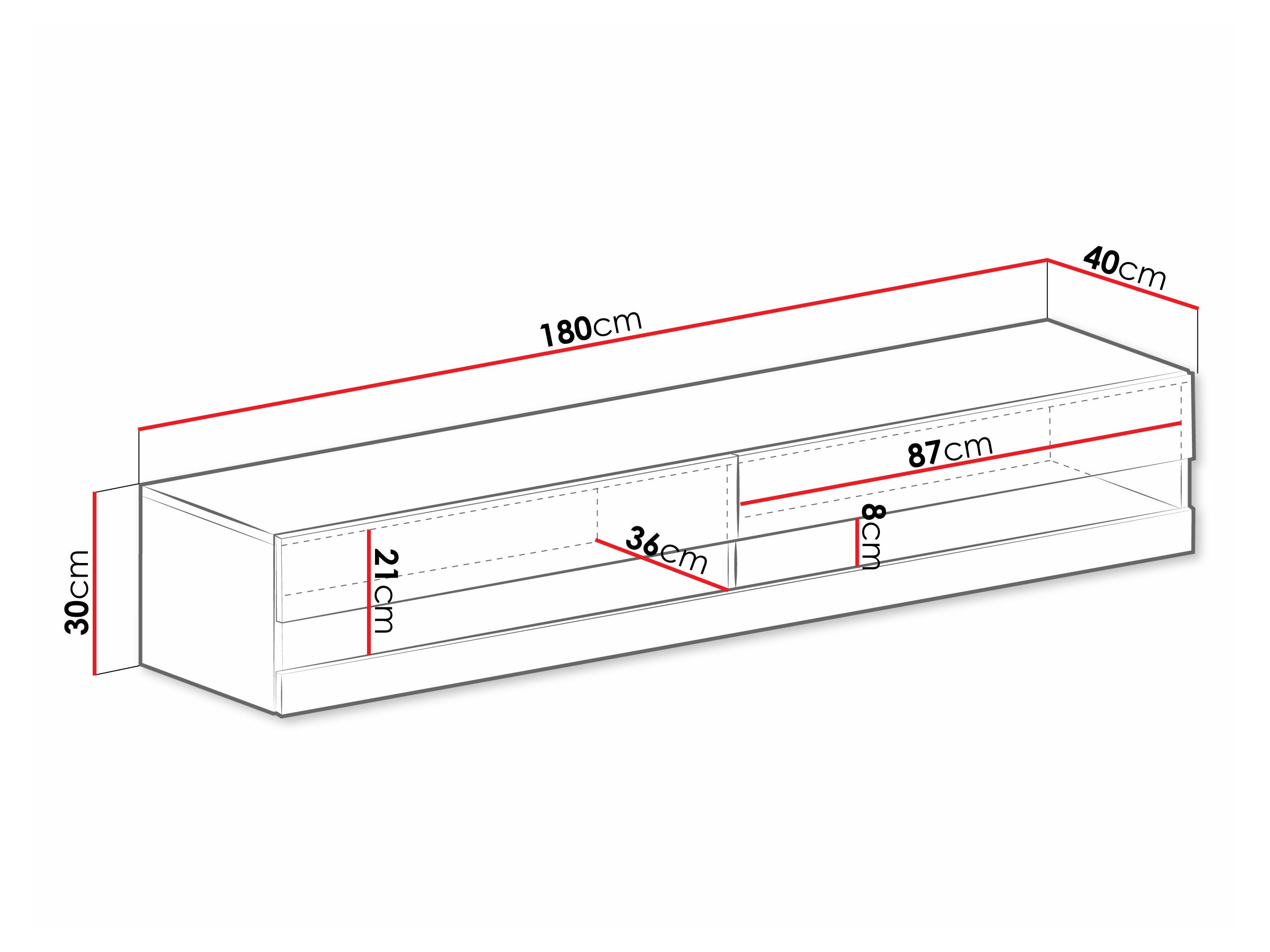 TV stand Vilrin (Black + Glossy black)