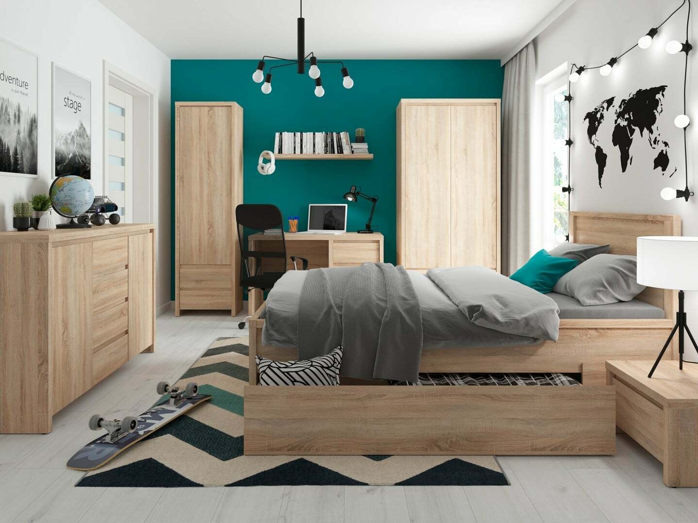 Bed Nolroma 130 (Sonoma oak)