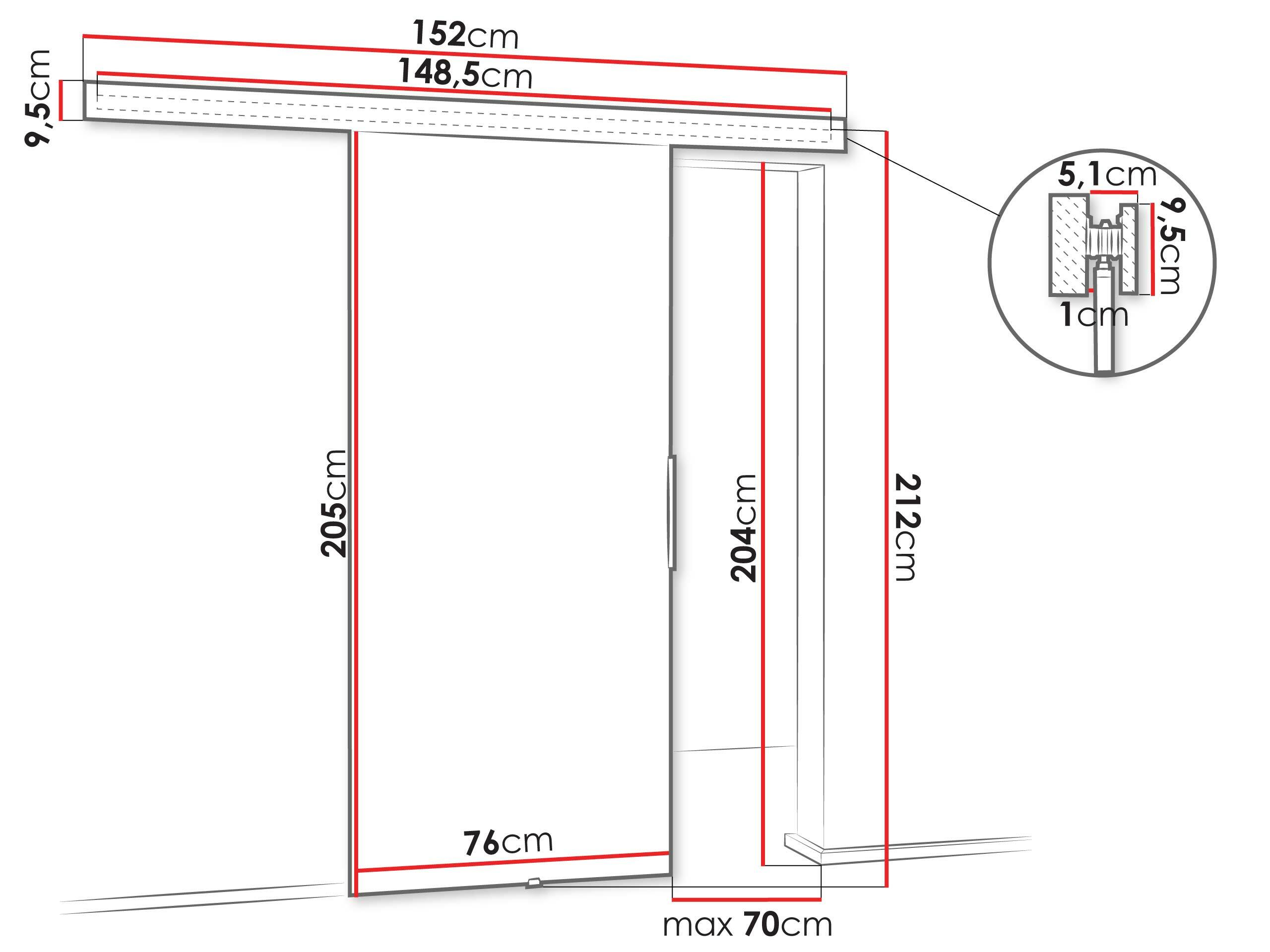 Sliding door Dover 217 (Dark ash)