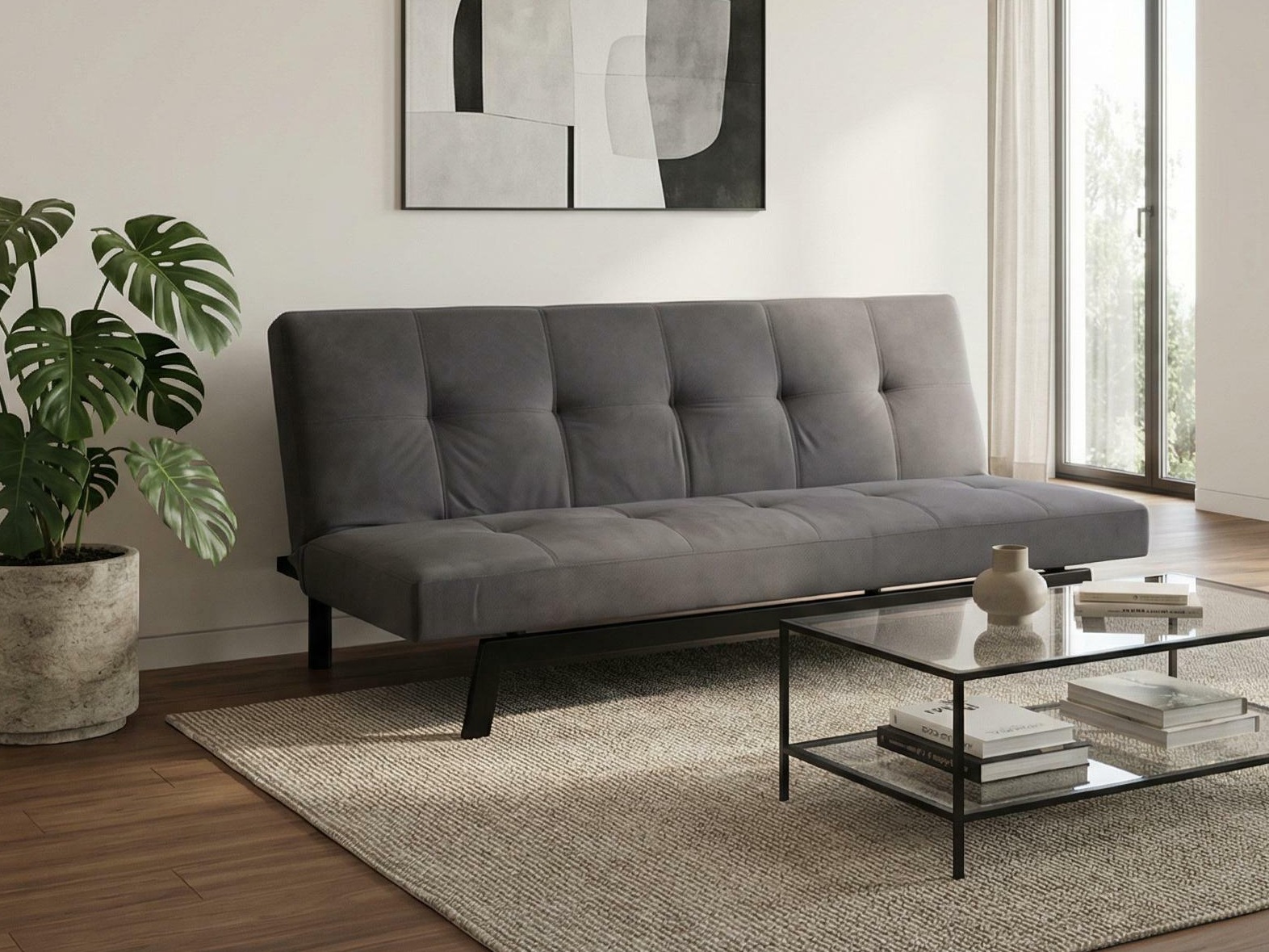 Sofa bed Dallas 1710 (Dark grey + Black)