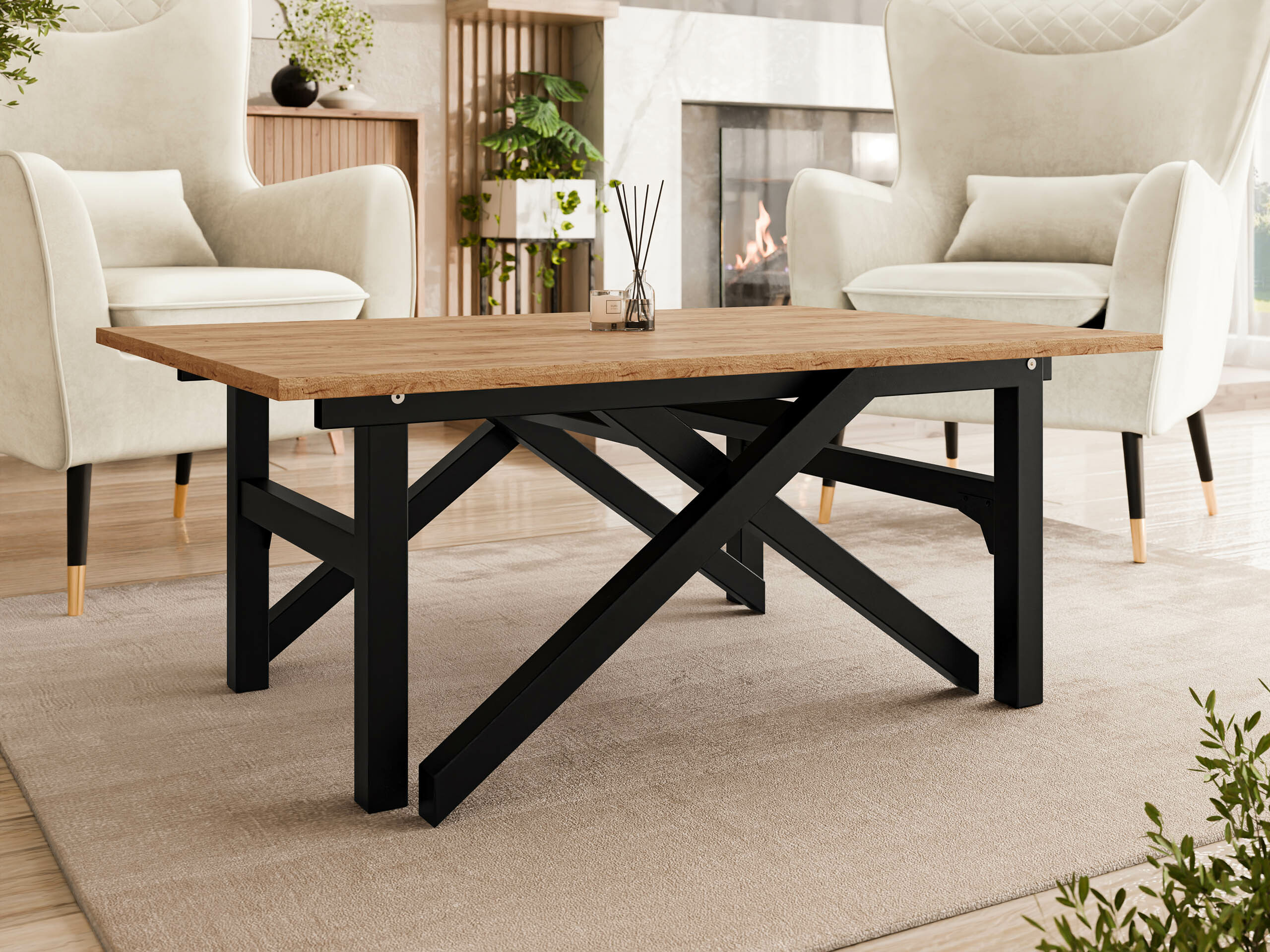 Transforming coffee table Oswego 151 (Craft golden oak + Black)