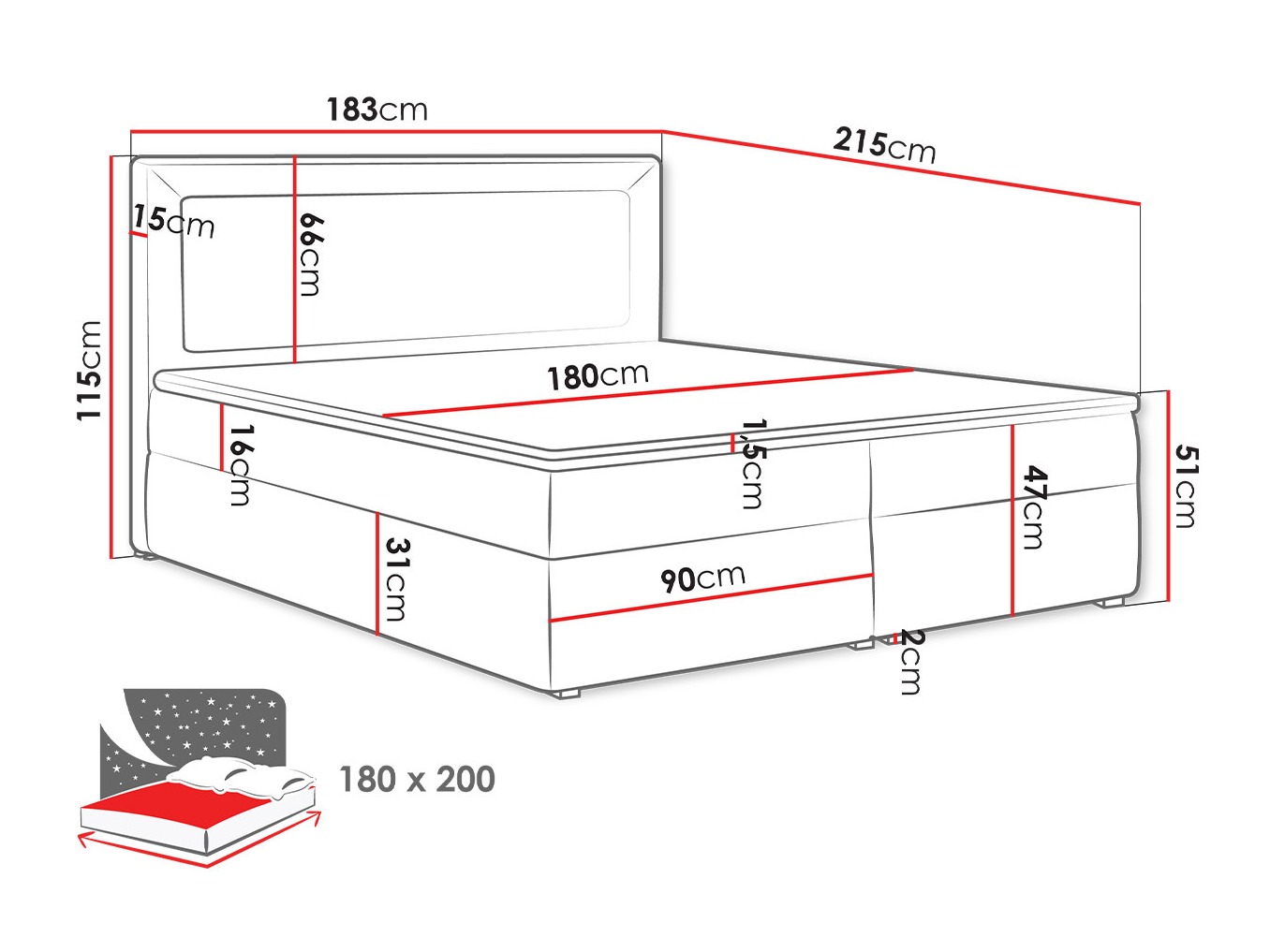 Continental bed Pomona 112 (Victoria 14 867)