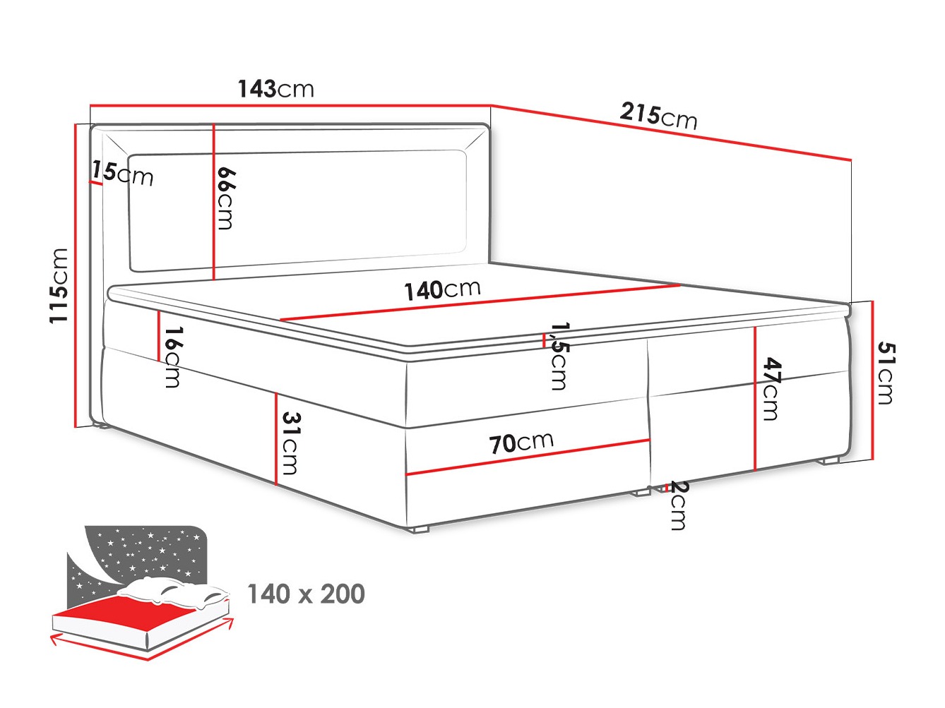 Continental bed Pomona 112 (Victoria 14 868)