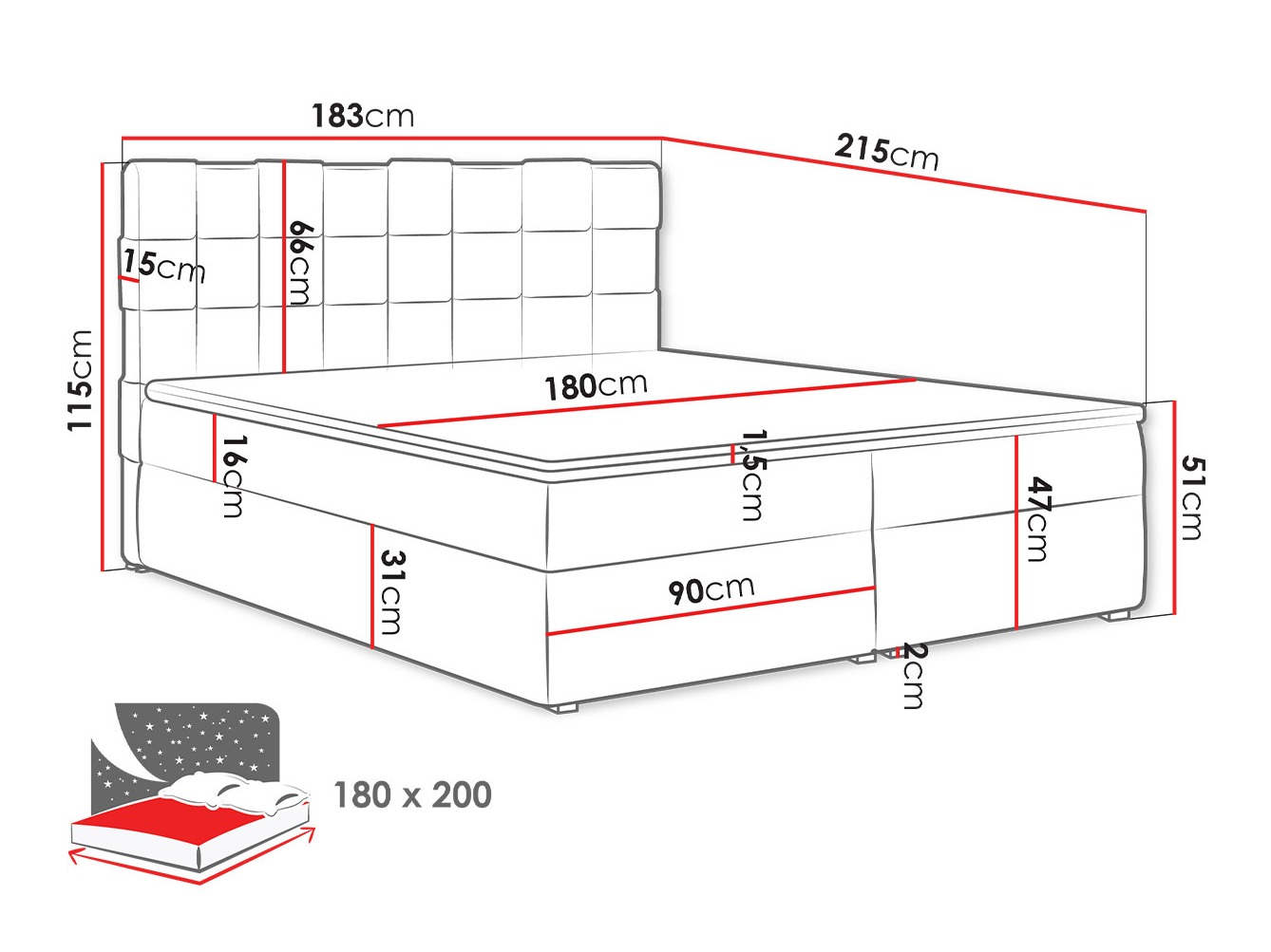 Continental bed Pomona 117 (Kronos 09)