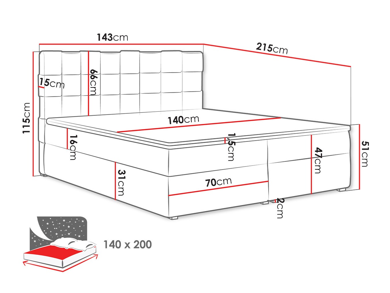 Continental bed Pomona 117 (Kronos 19)