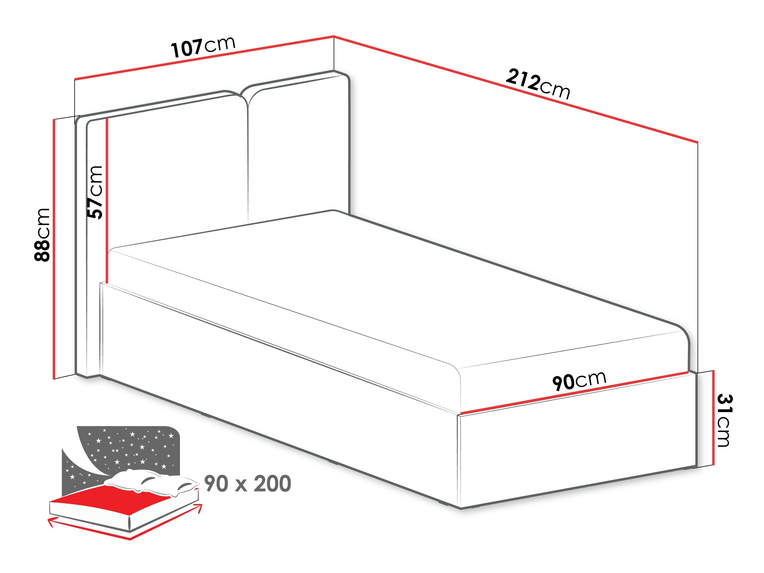 Bed Fiosono 112 (Beige + Light oak)