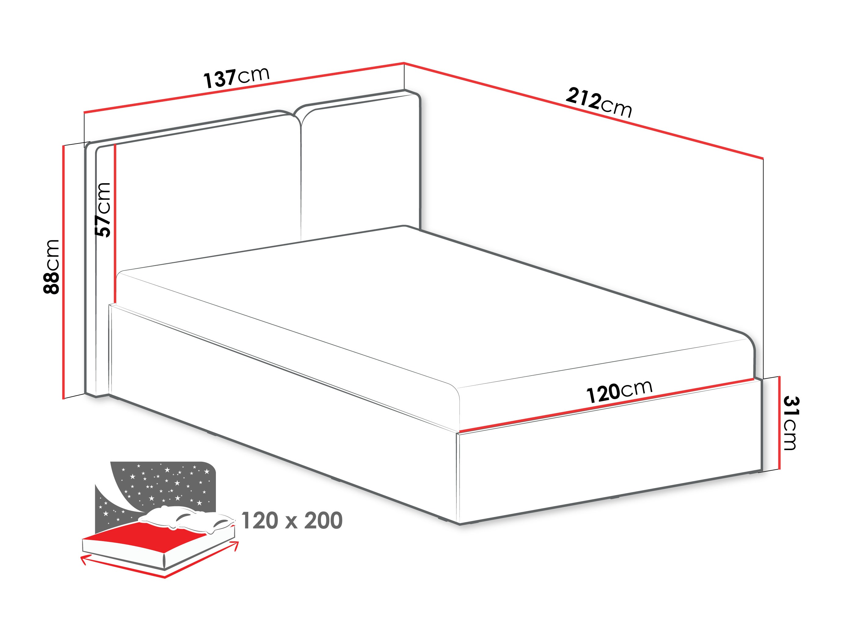 Bed Fiosono 112 (Eucalyptus + Oak)