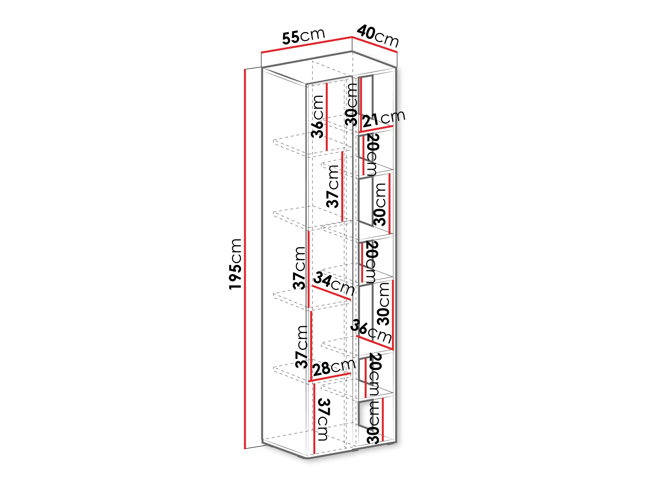 Bookcase Fiosono 103 (Eucalyptus + Oak)