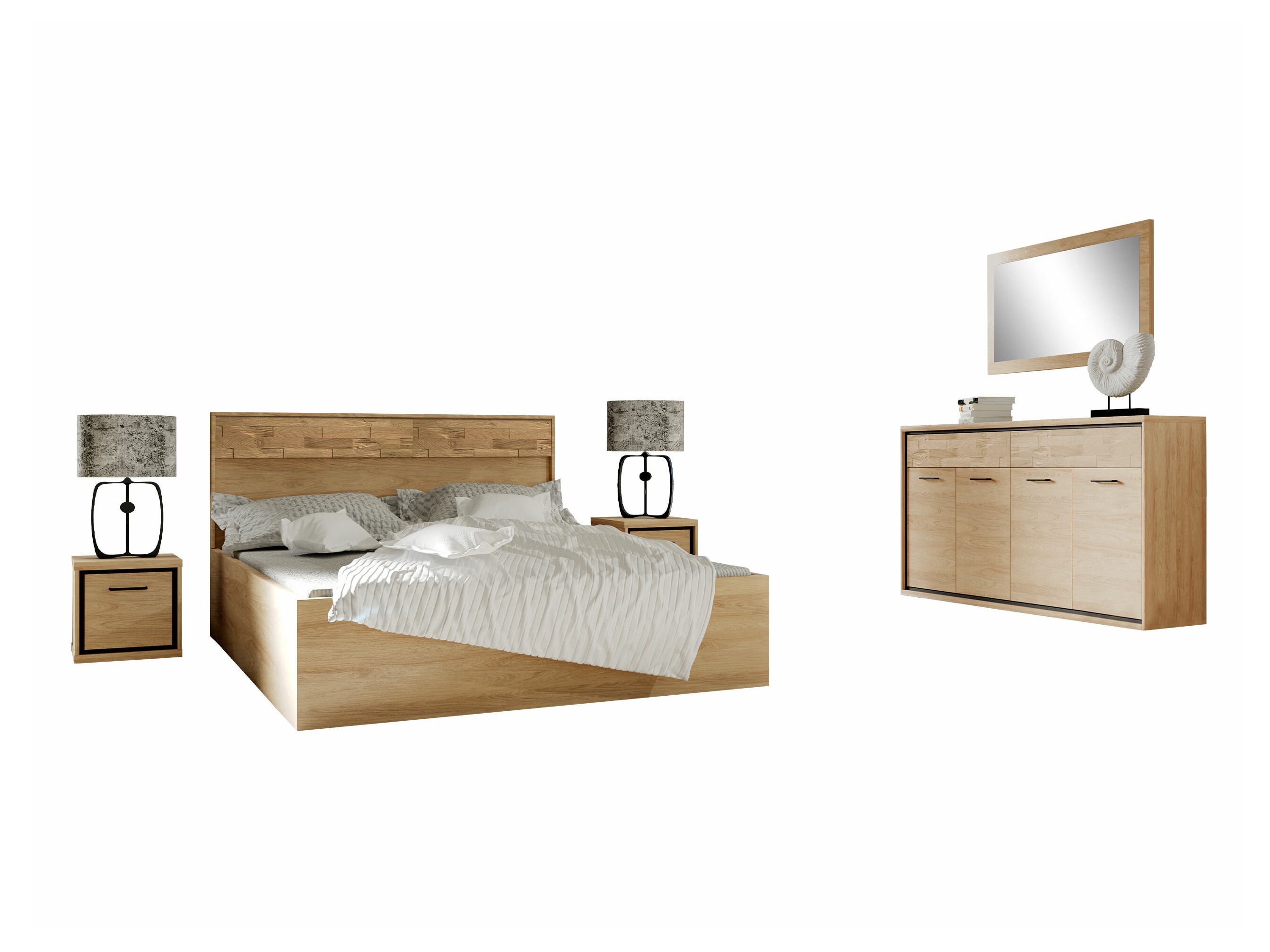 Bedroom set Etrmoni 122 (Light wood + Oak)