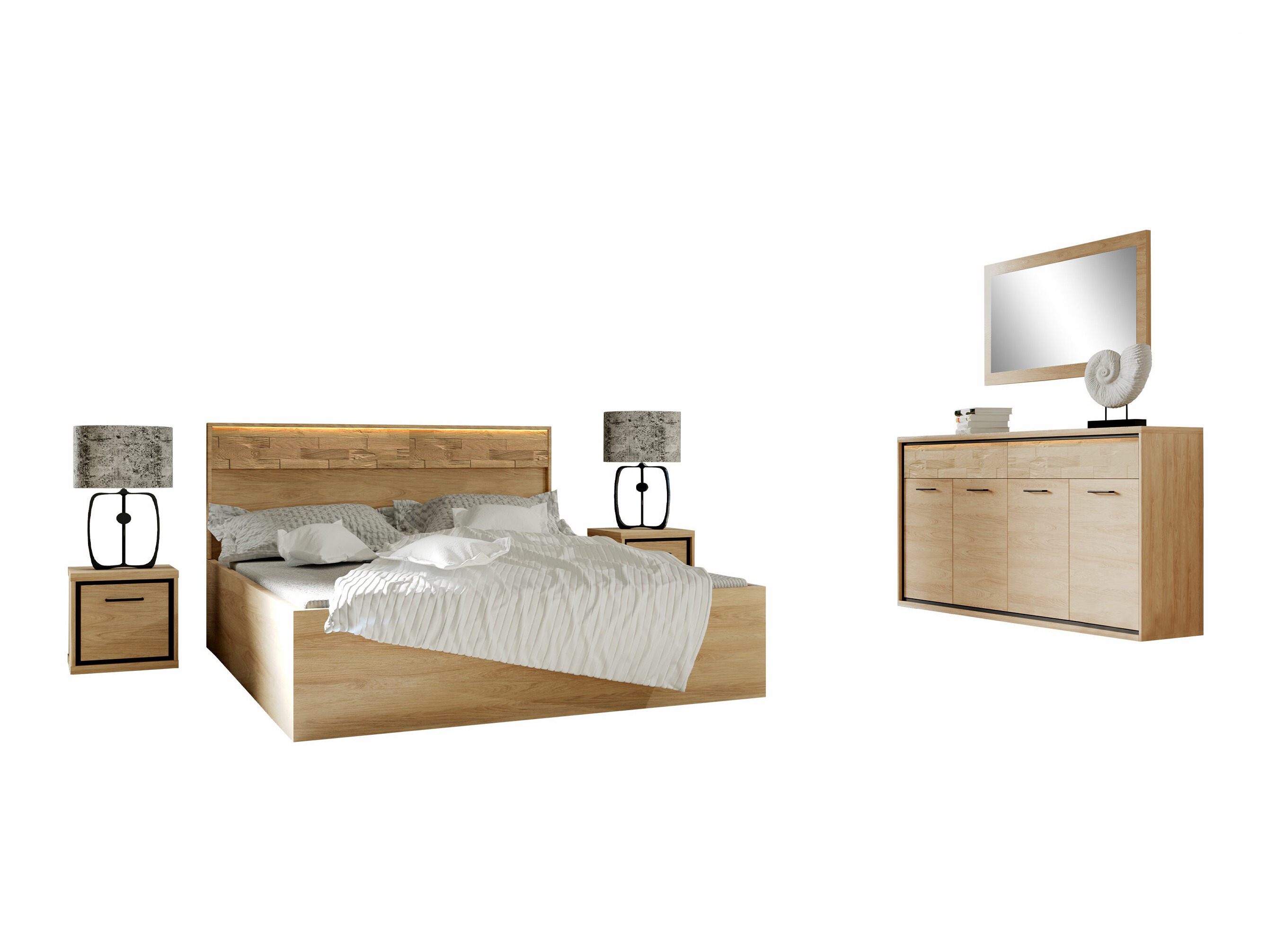 Bedroom set Etrmoni 122 (Light wood + Oak)