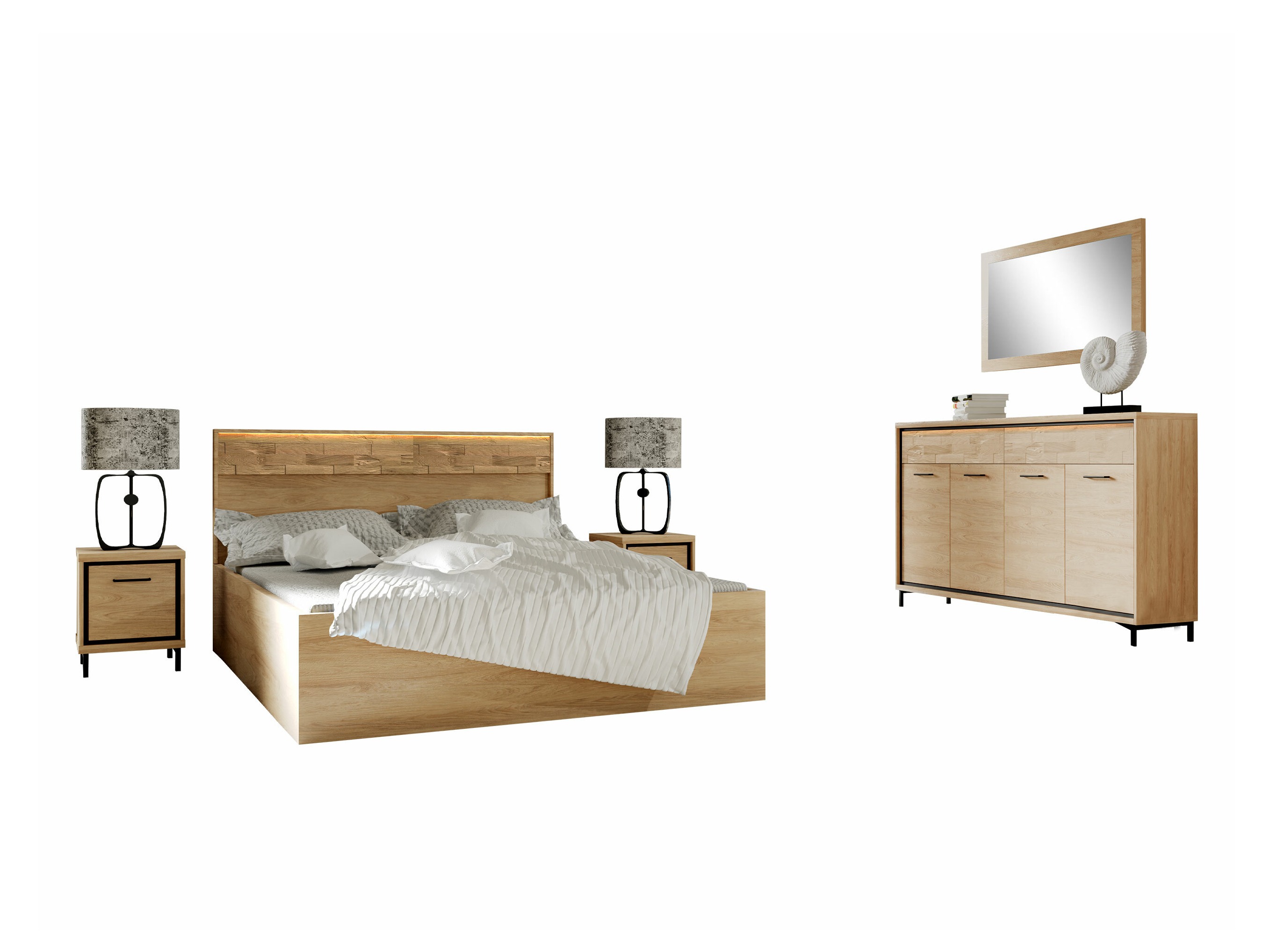 Bedroom set Etrmoni 122 (Light wood + Oak)