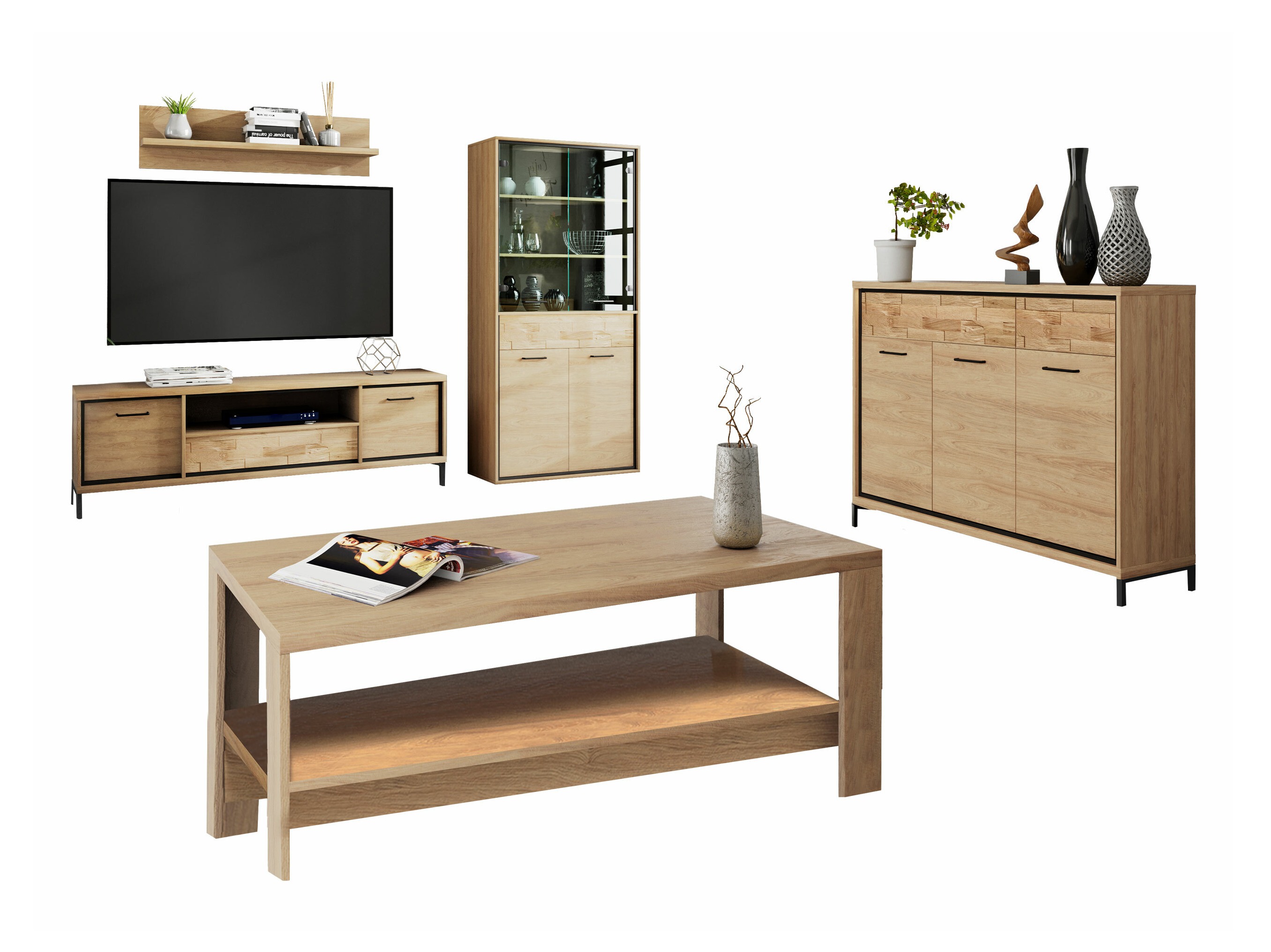 Living room set Etrmoni 118 (Light wood + Oak)