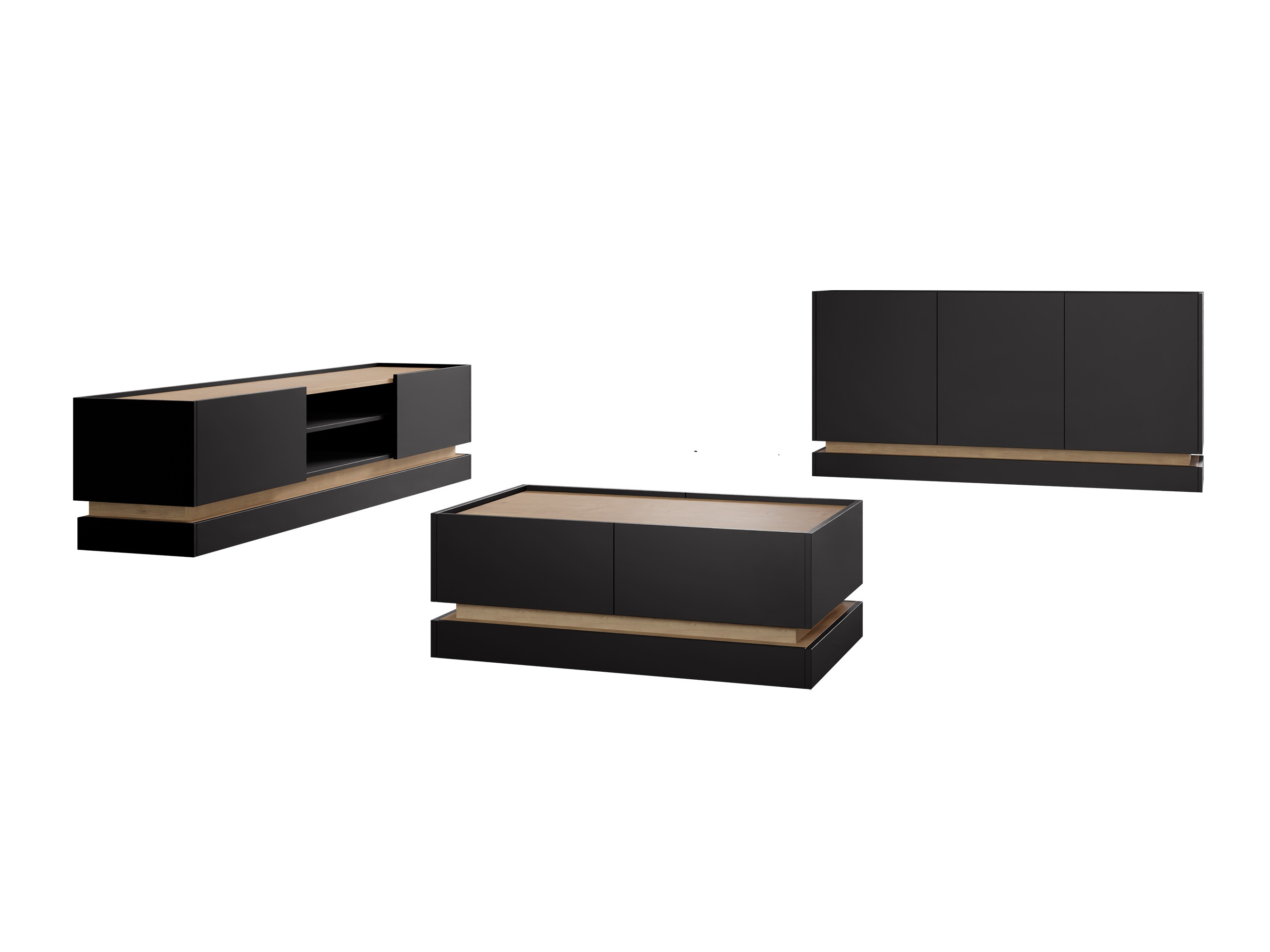 Living room set Comfivo Tilia (Black + Oak)