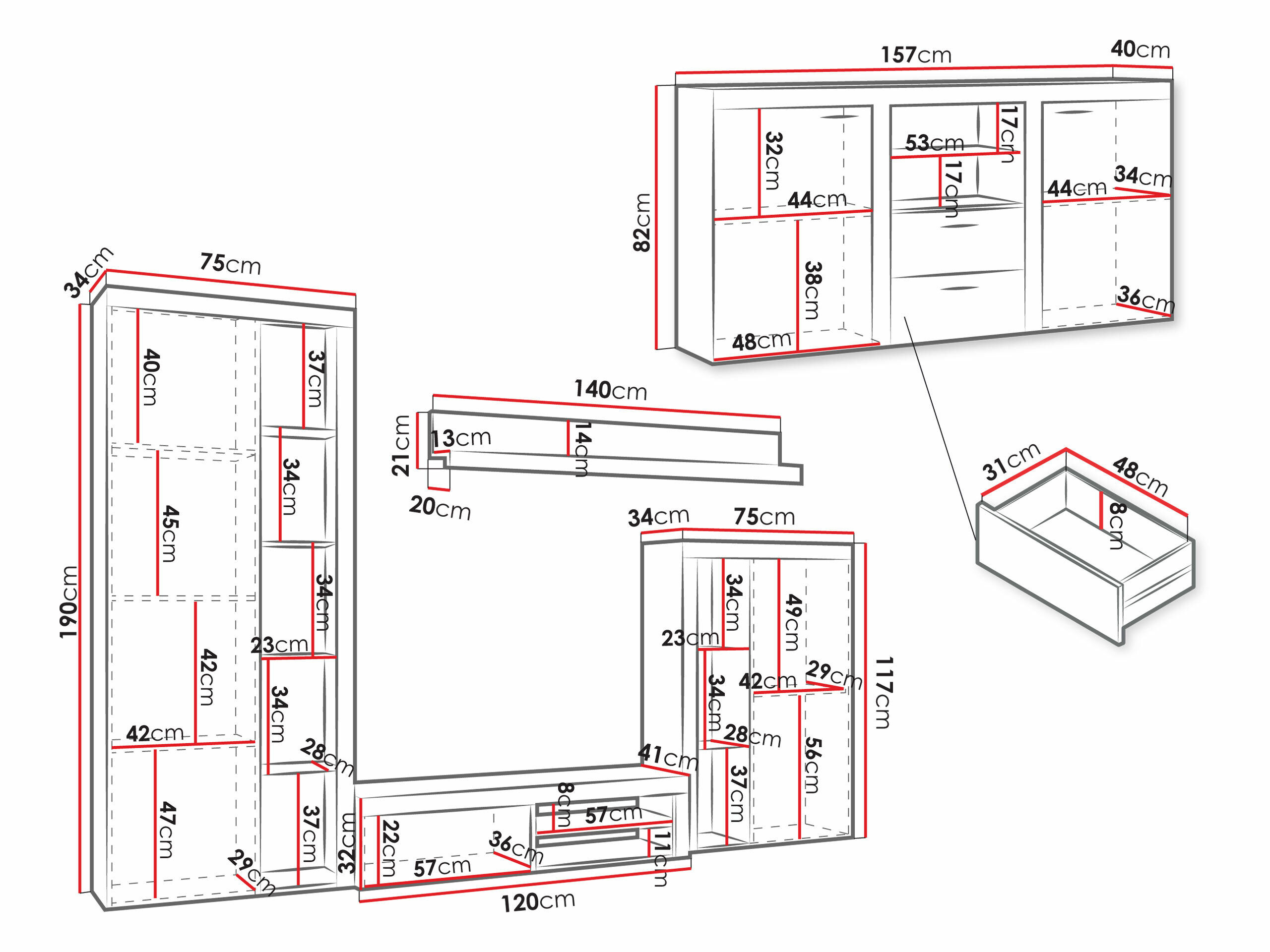 Living room set Univio I (Sonoma oak)
