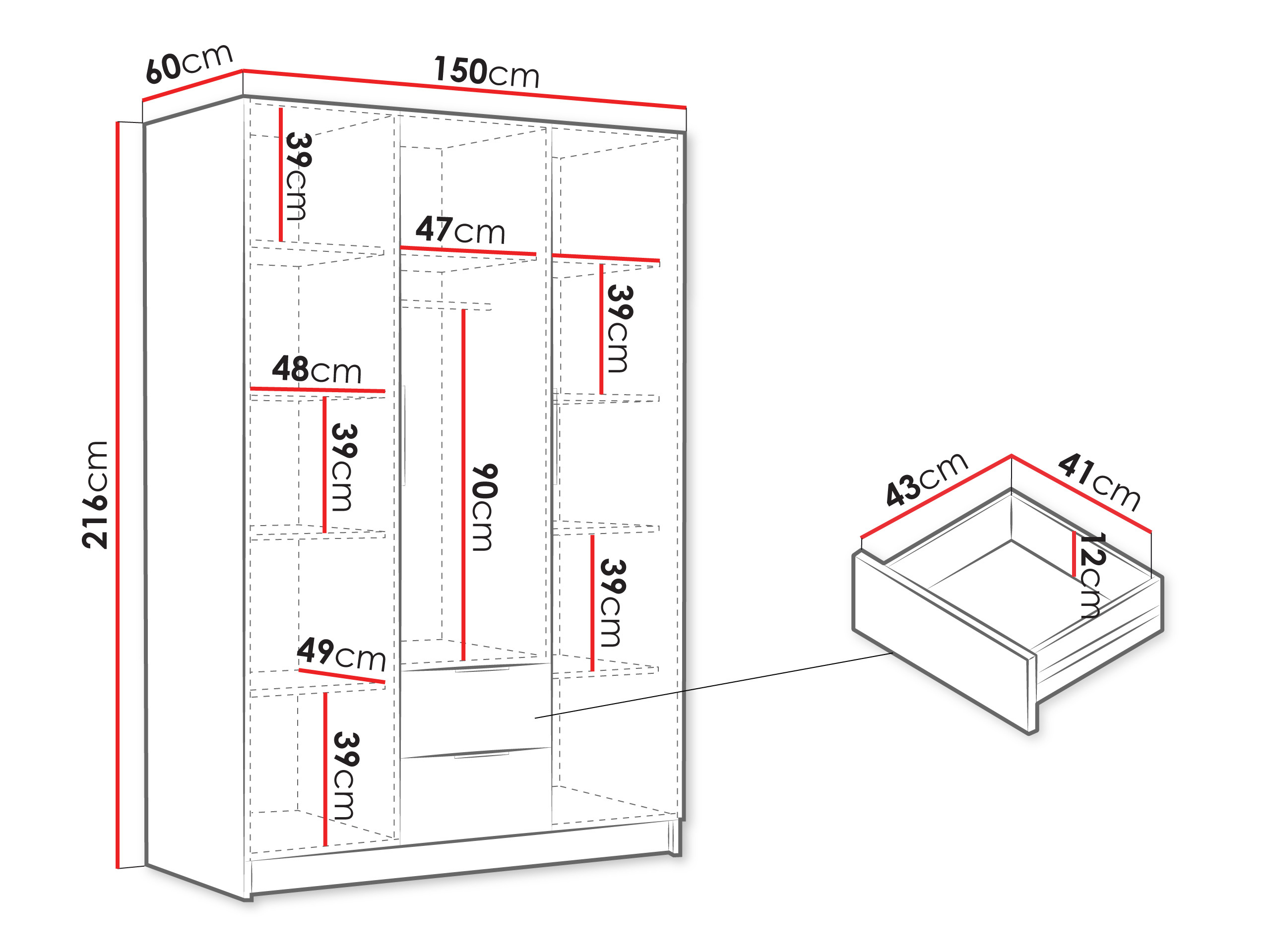 Wardrobe Closico Calvron I (Oak)