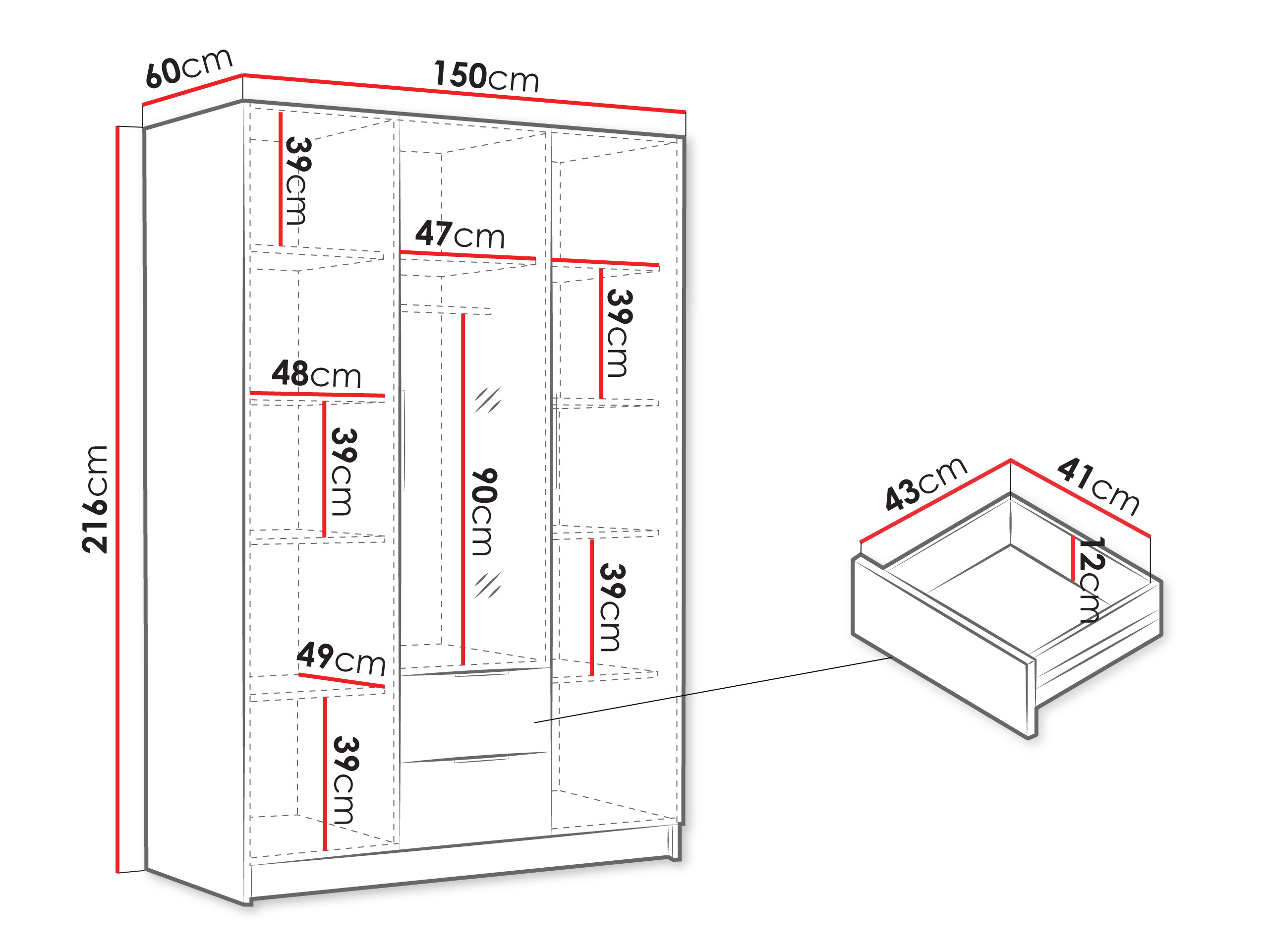 Wardrobe Closico Calvron II (Oak)