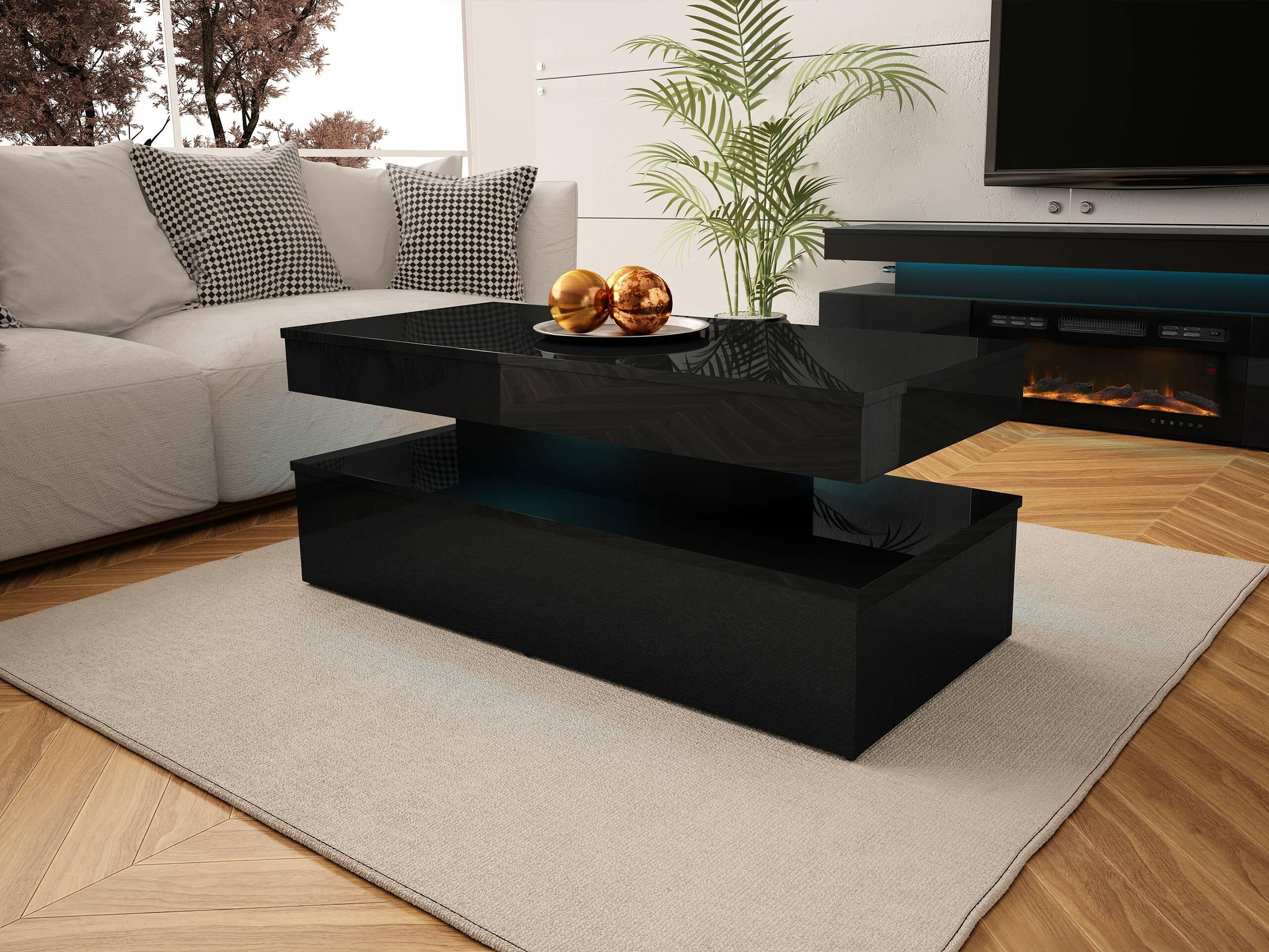 Coffee table Monfero (Black + Glossy black)