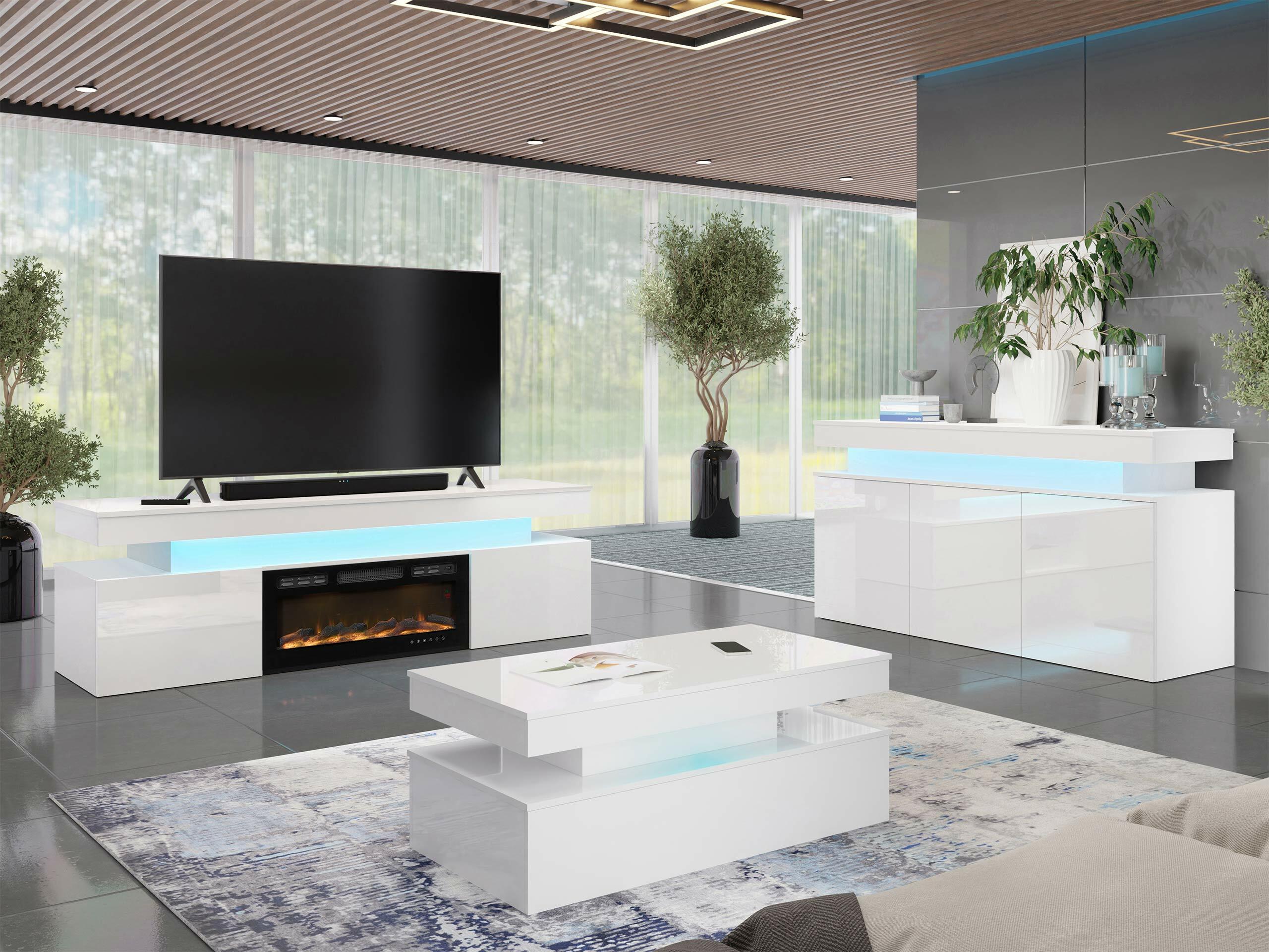 TV stand Monfero I (White + Glossy white)