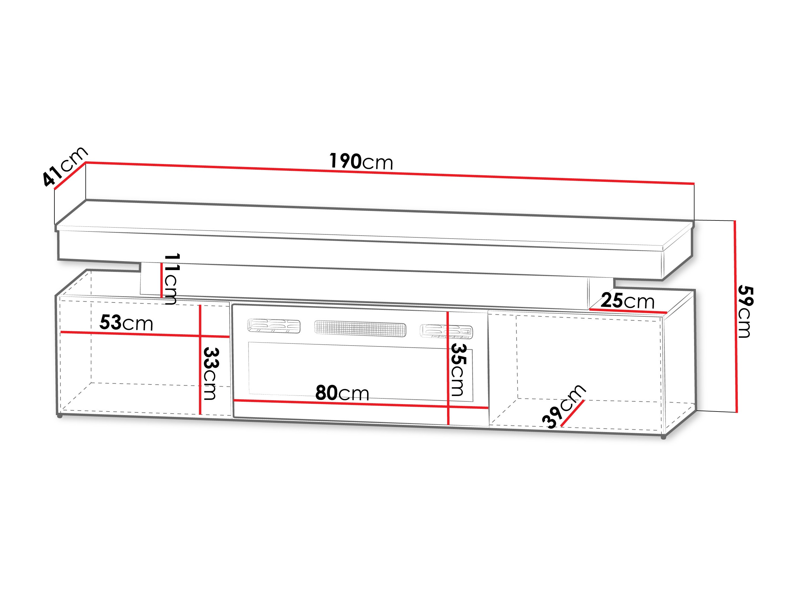 TV stand Monfero I (White + Glossy white)