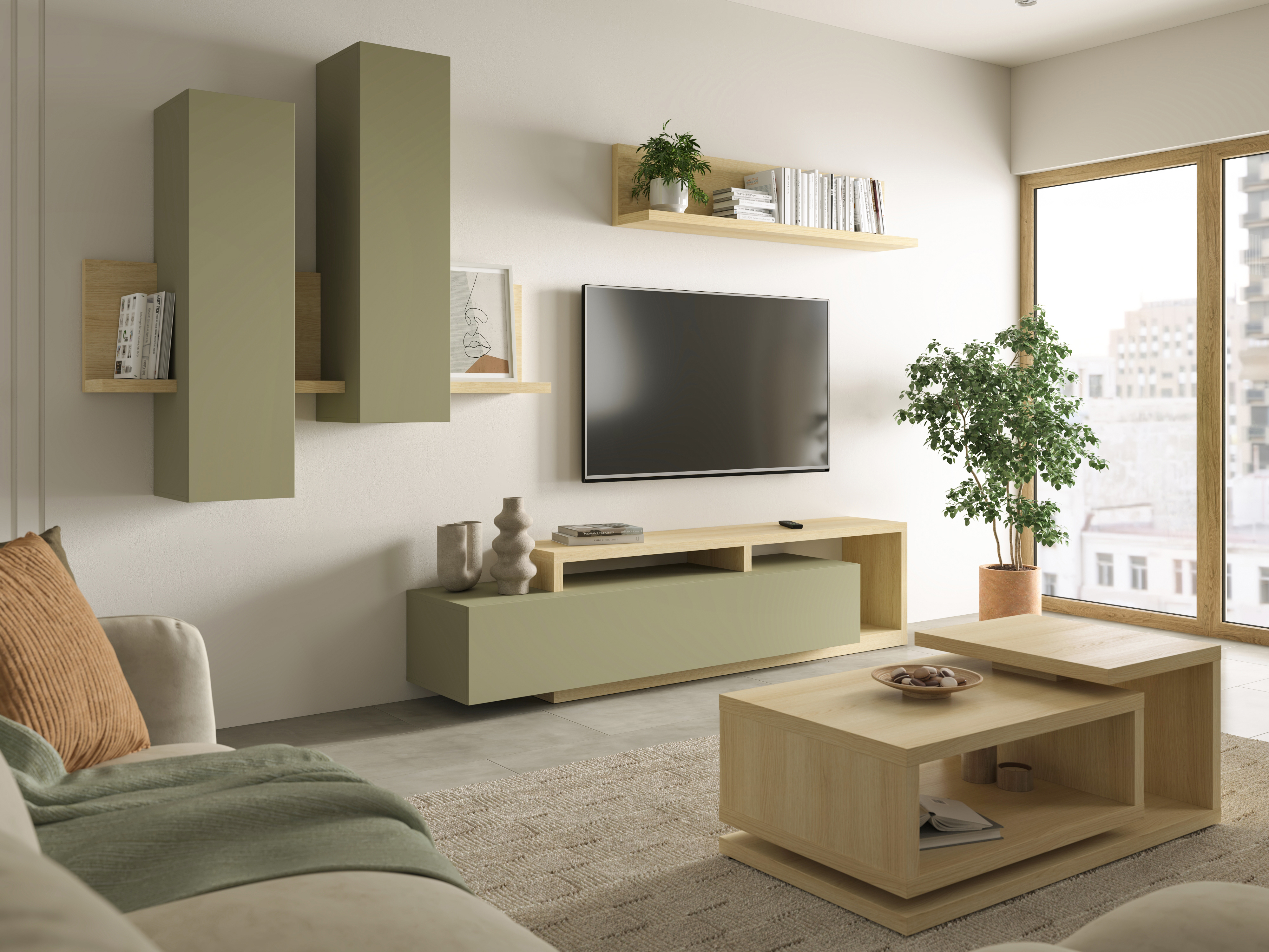 Wall cabinet Lutiva 101 (Eucalyptus + Oak)