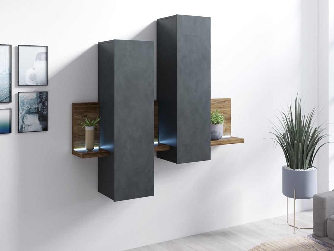 Wall cabinet Lutiva 101 (Matera grey + Dark spruce)