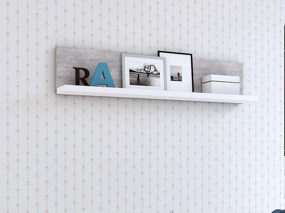 Wall shelf Lutiva 102 (White + Concrete)