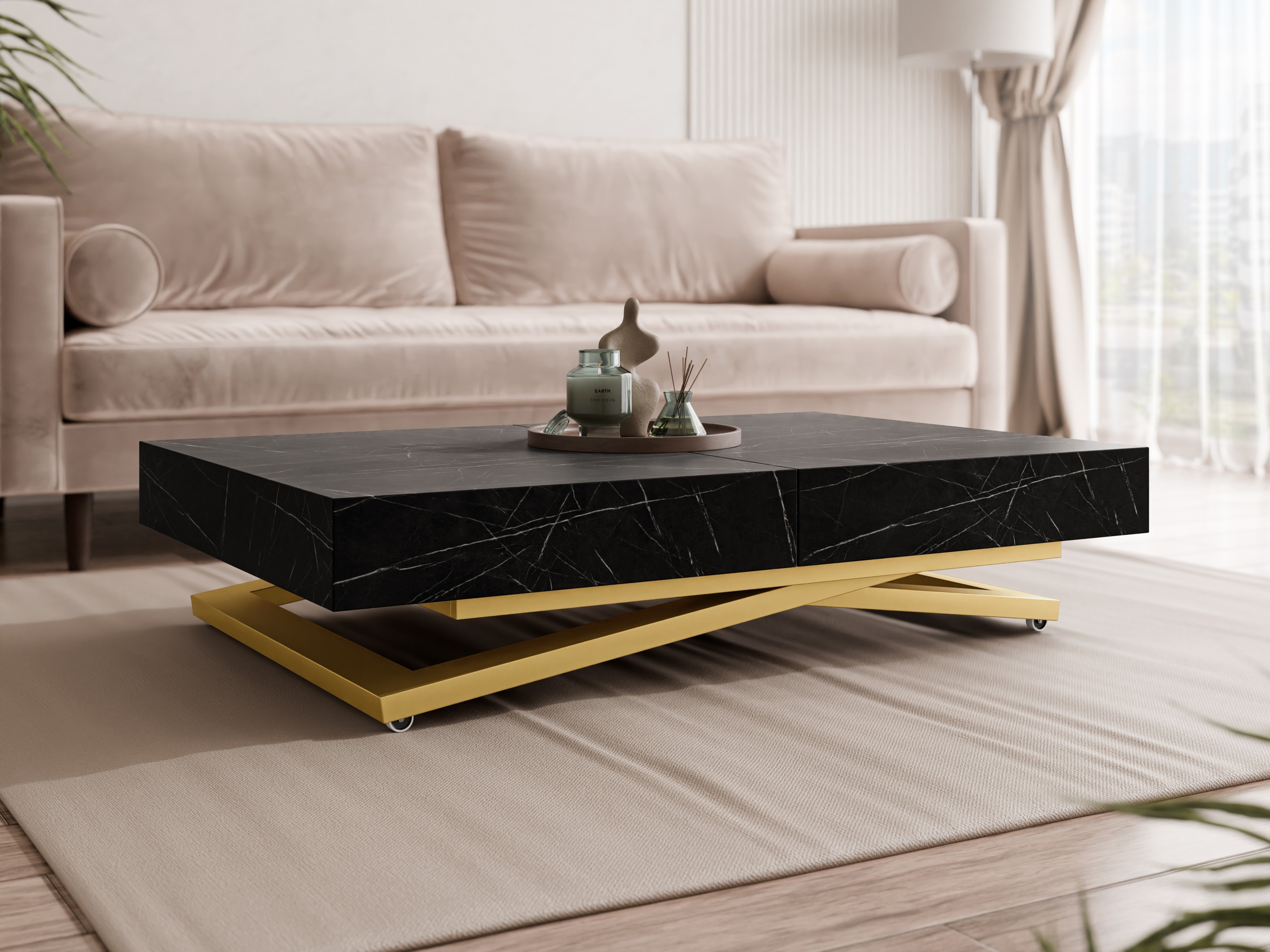 Coffee table transformer Oswego 173 (Black marble)