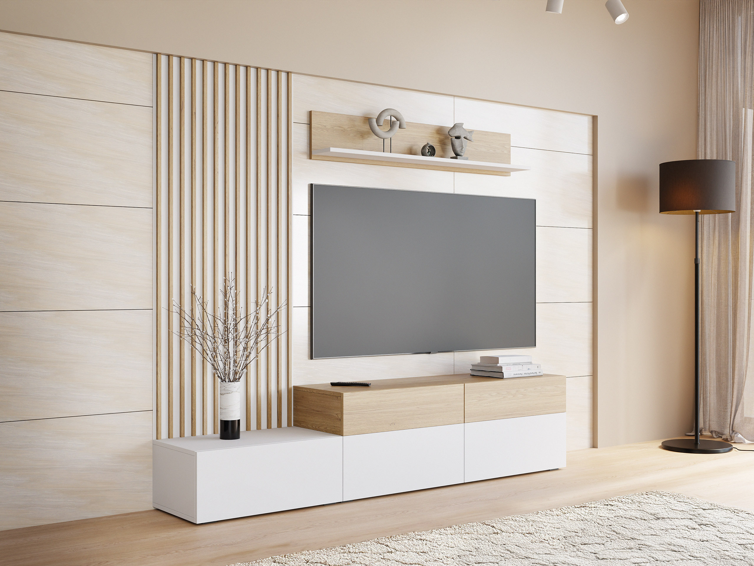 Living room set Comfivo Munium I (White + Oak)
