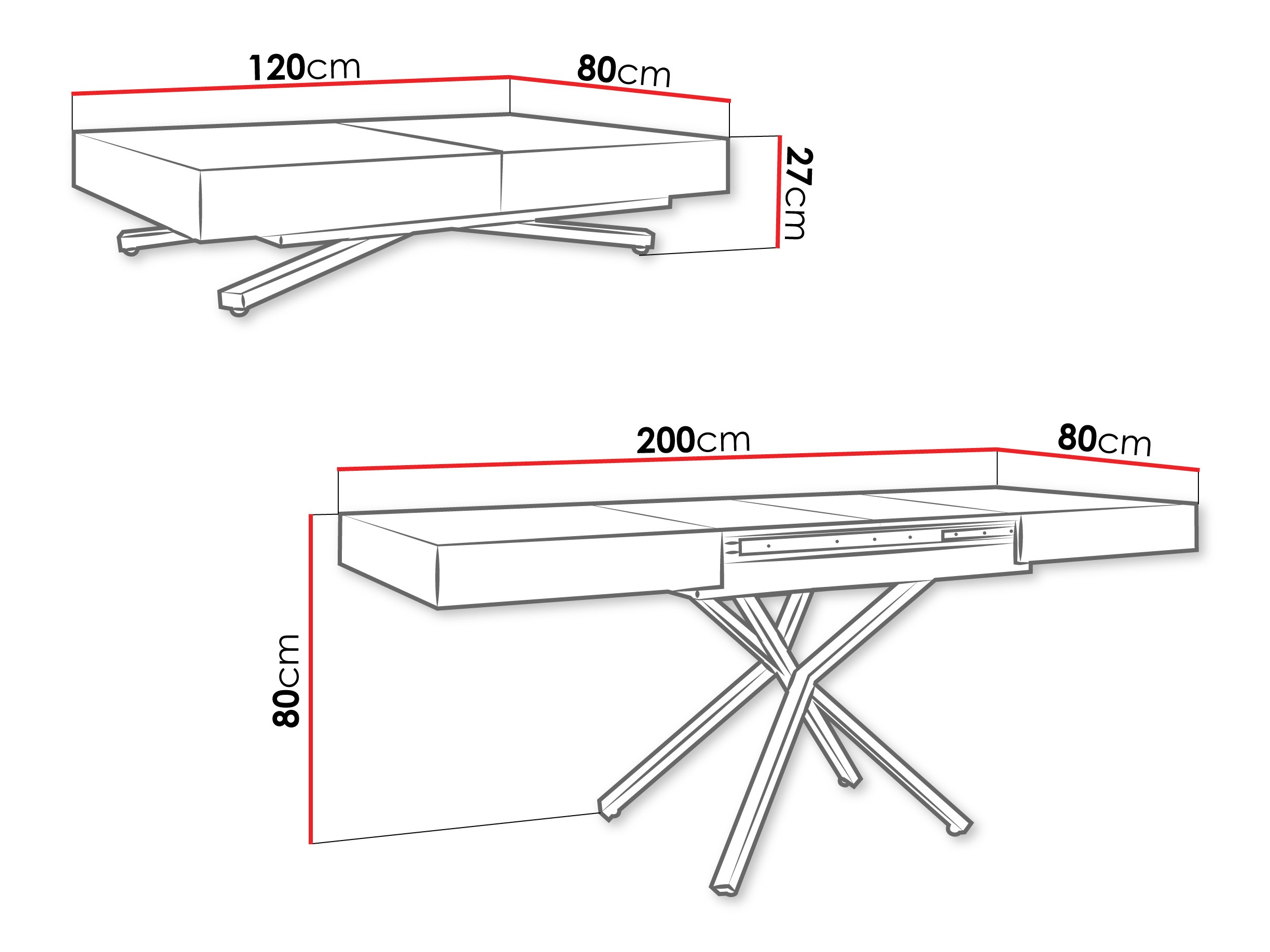 Coffee table transformer Oswego 176 (Graphite)