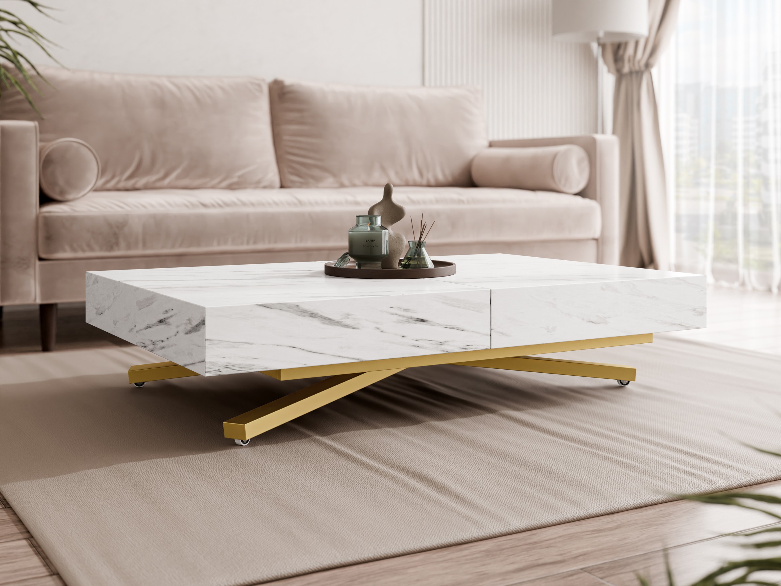 Coffee table transformer Oswego 178 (White marble)