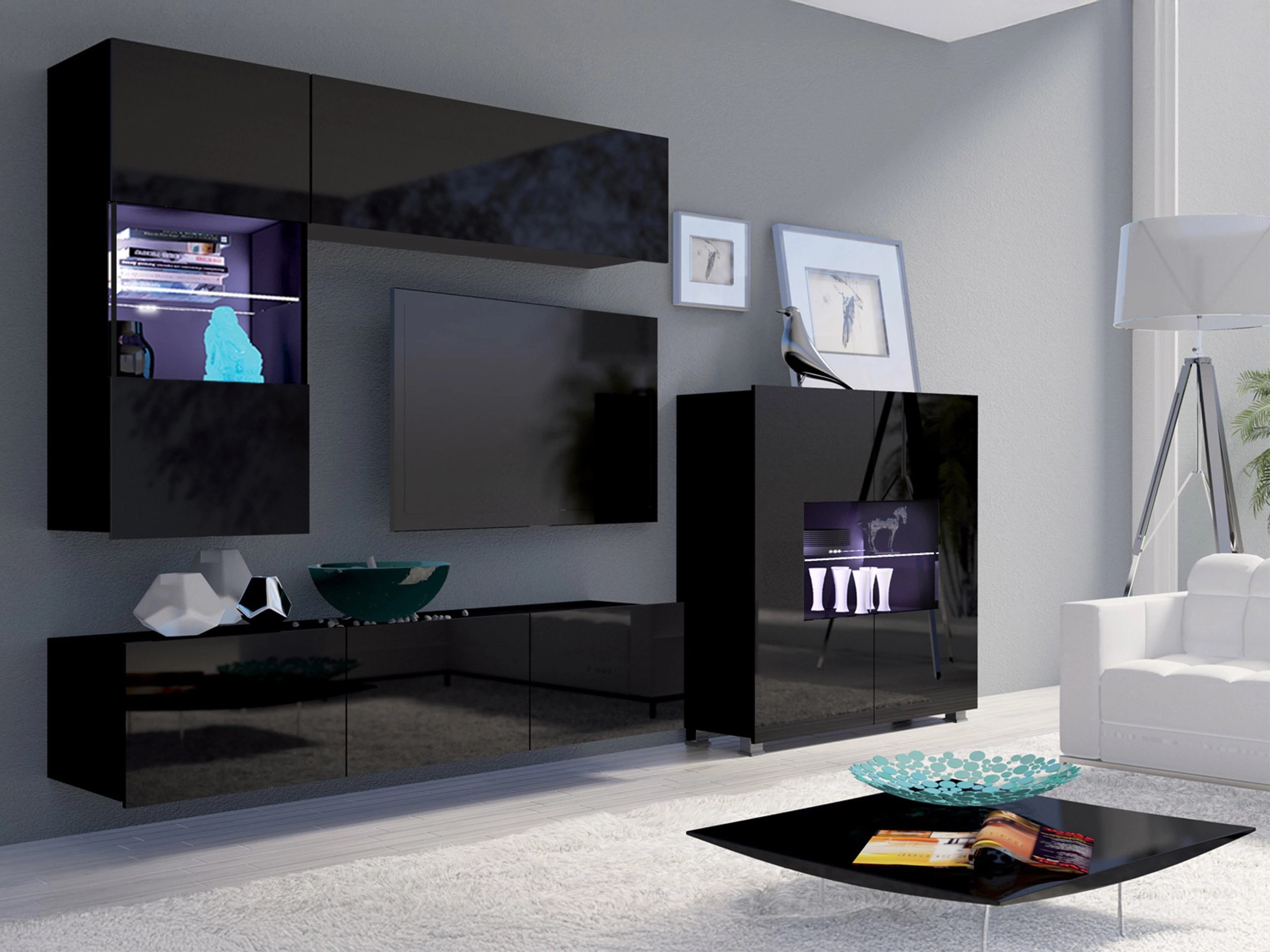 Sideboard Remus (Black + Glossy black)