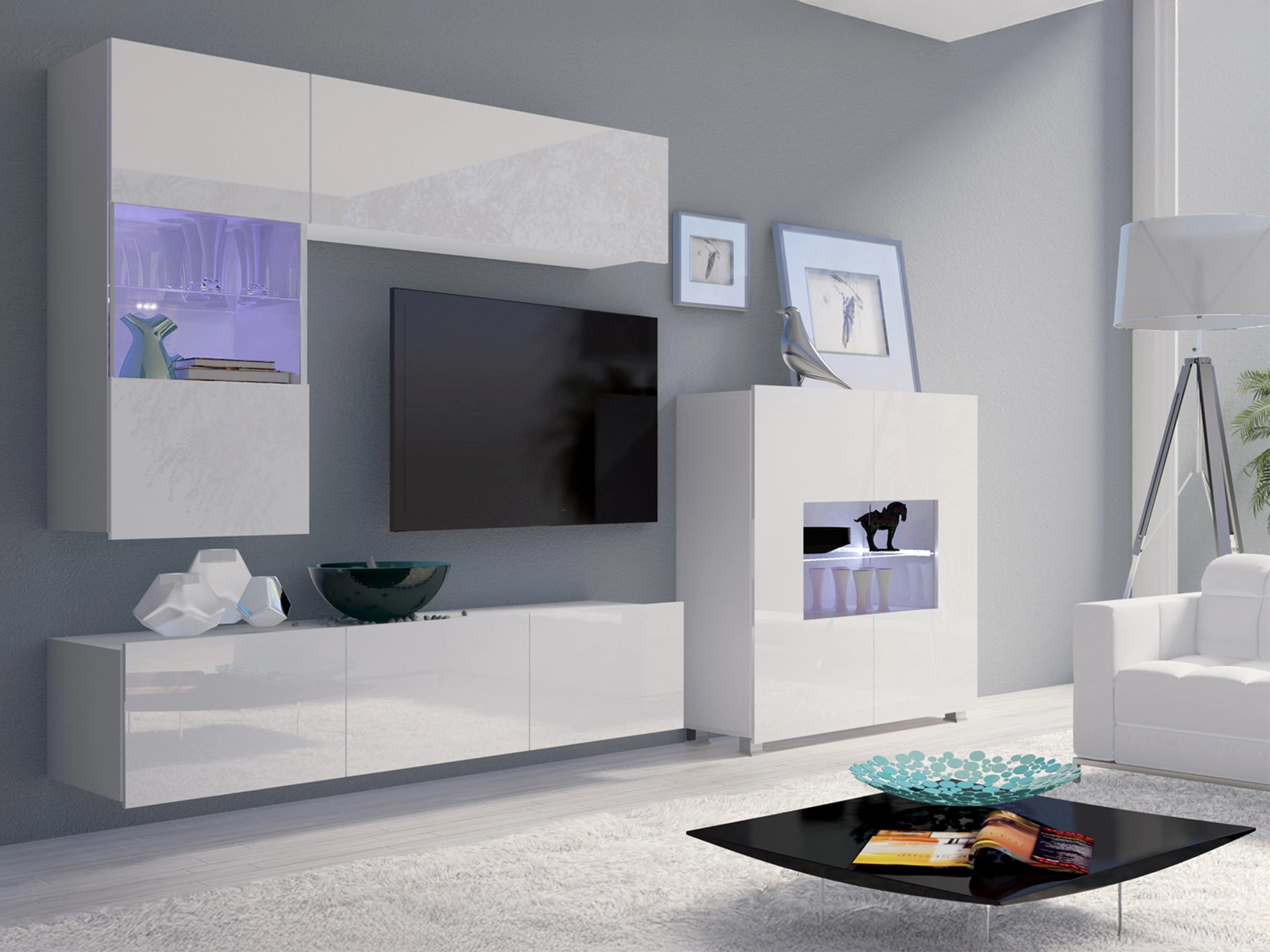 Sideboard Remus (White + Glossy white)