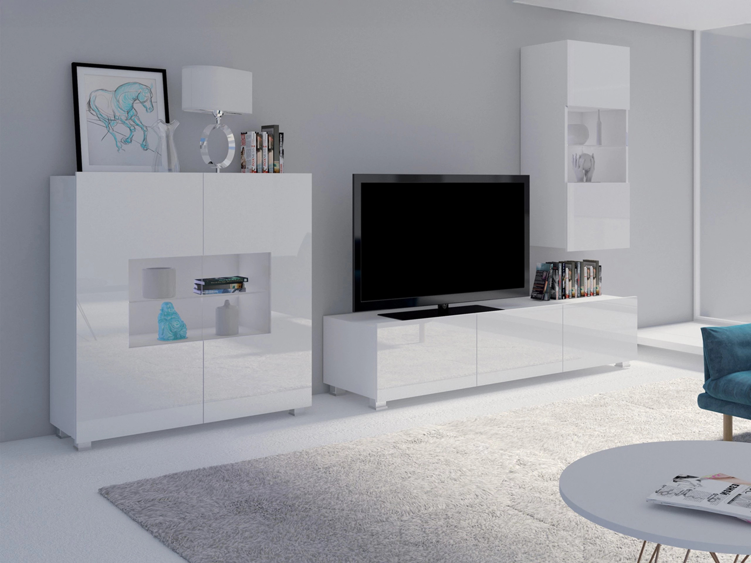 Living room set Remus VII (White + Glossy white)