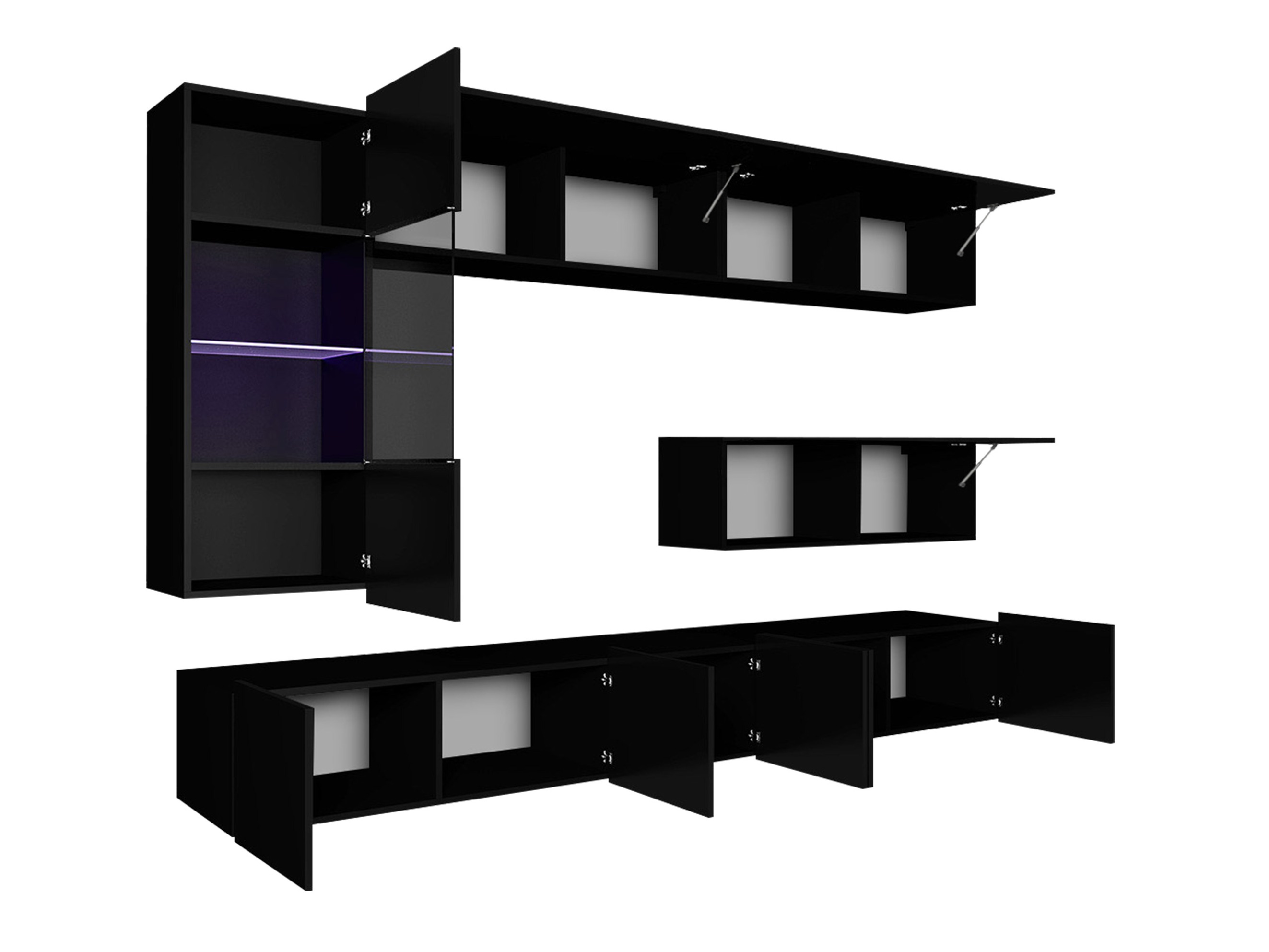 Living room set Remus IV (White + Glossy white + Black + Glossy black)