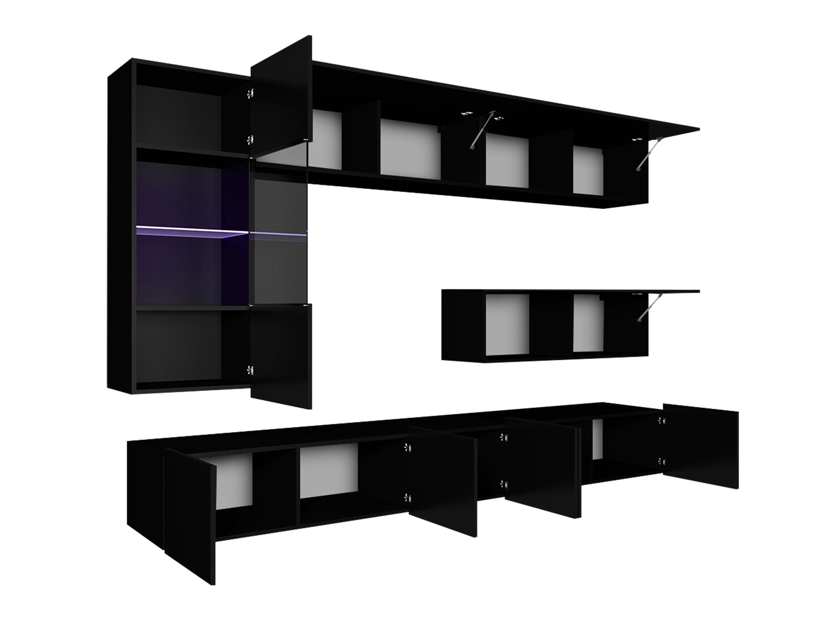 Living room set Remus IV (White + Glossy white + Black + Glossy black)