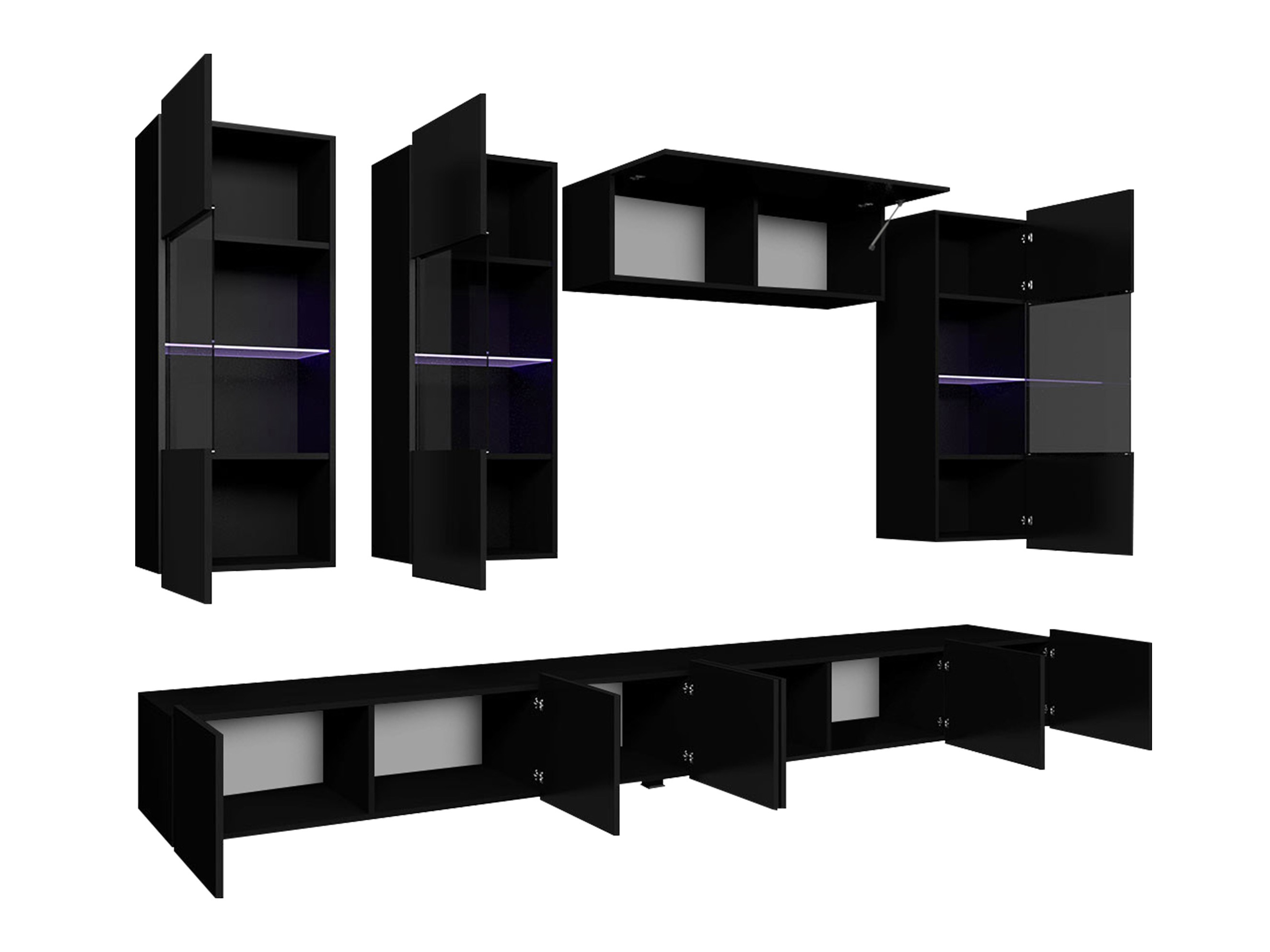 Living room set Remus V (White + Glossy white + Black + Glossy black)