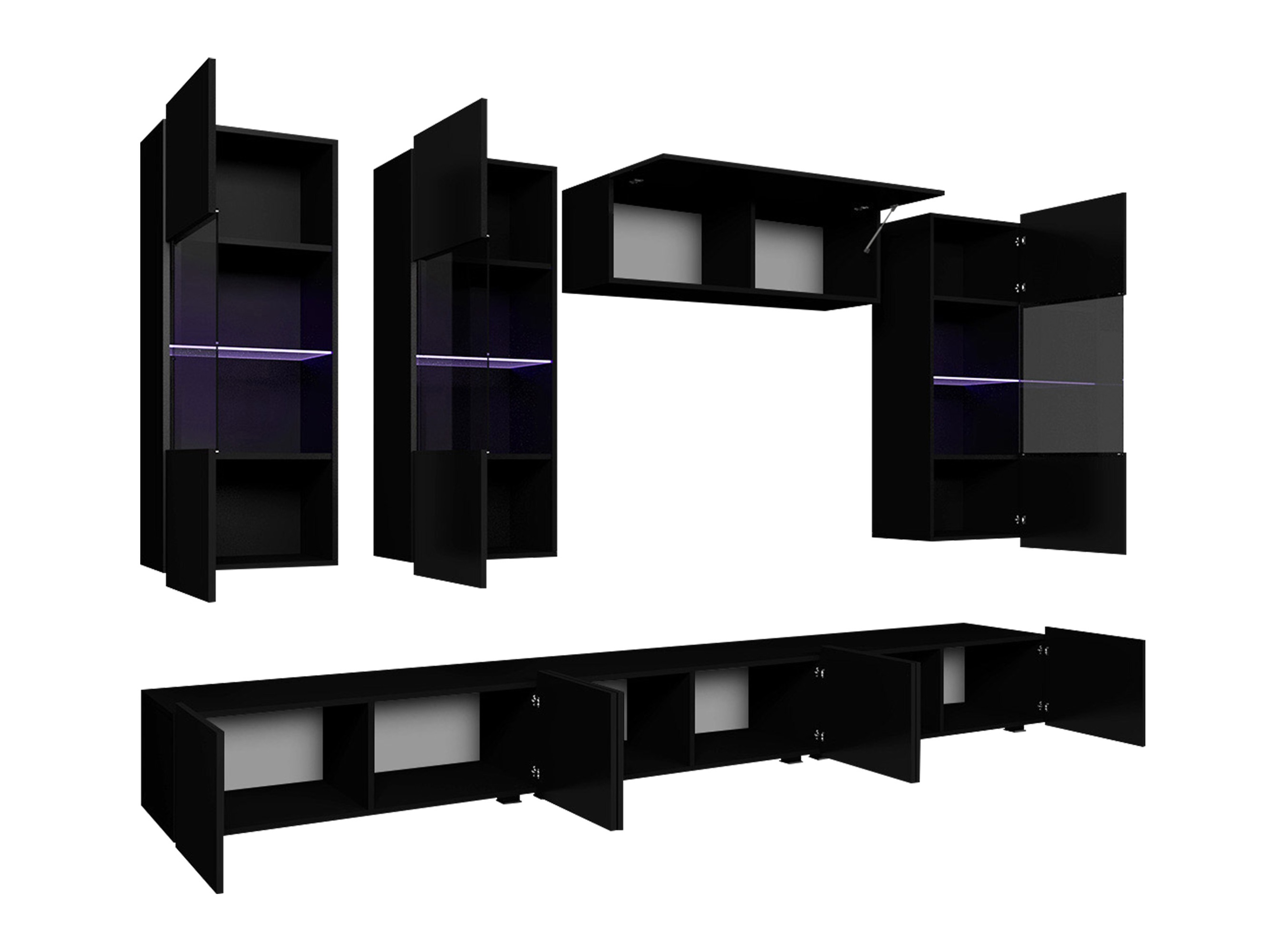 Living room set Remus XI (Black + Glossy black)