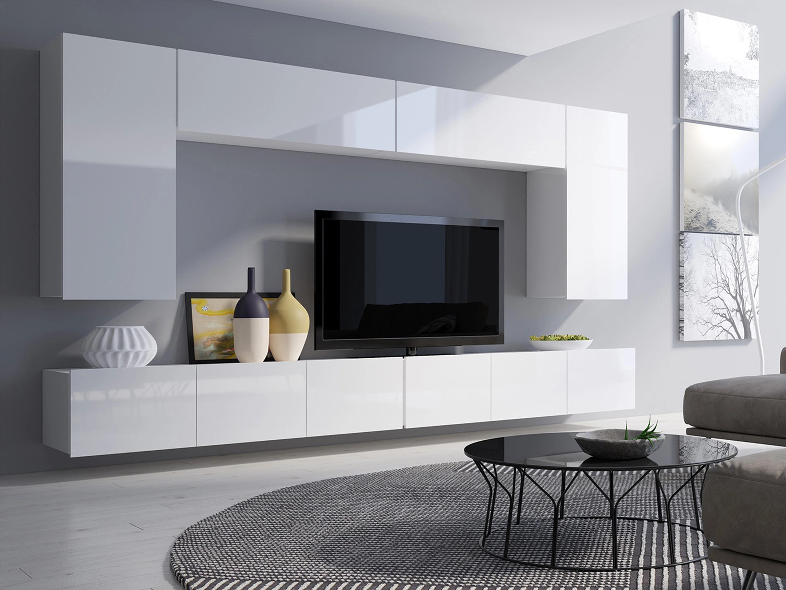 Living room set Remus XIII (White + Glossy white)