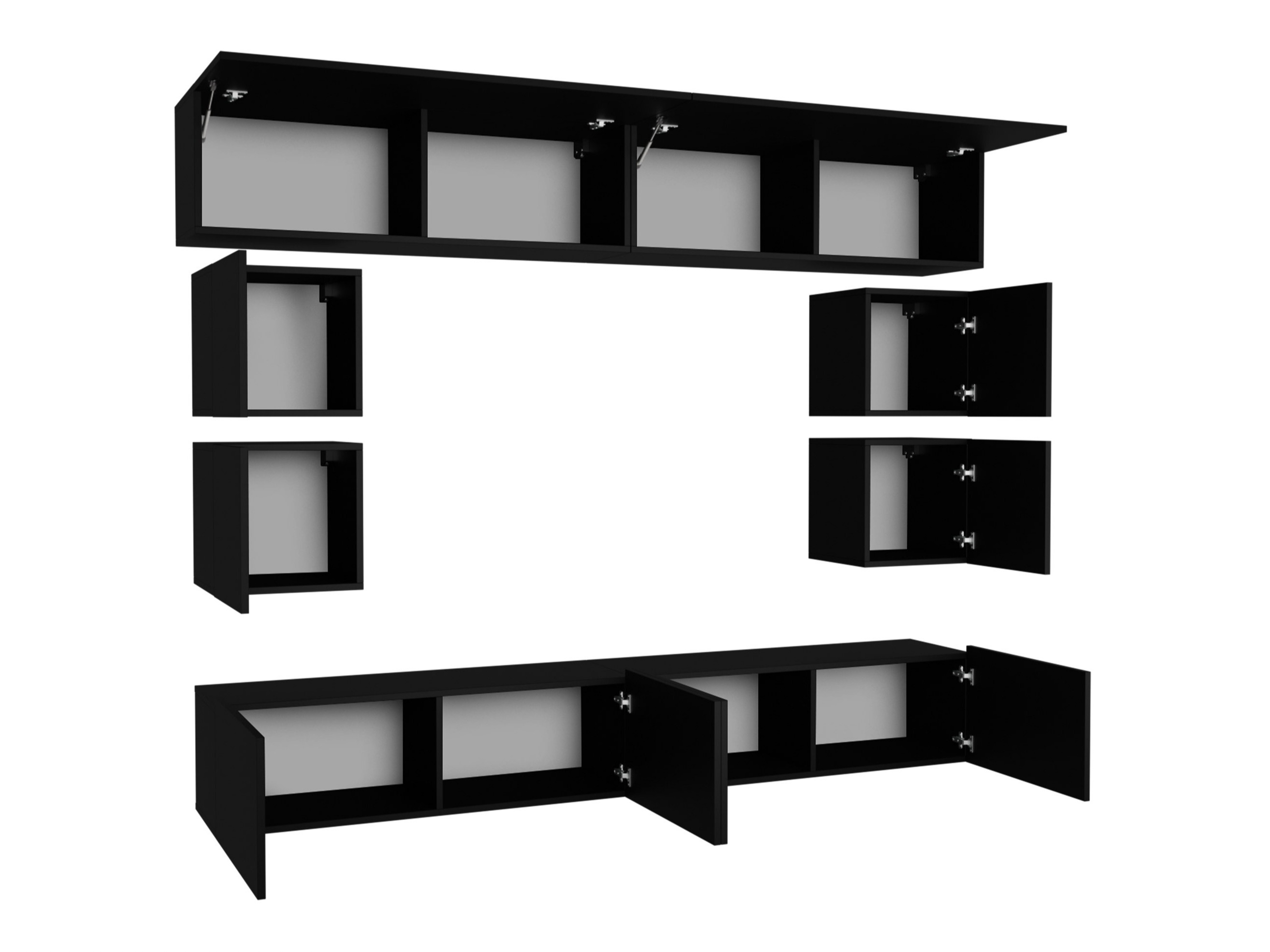 Living room set Remus XVI (Black + Glossy black + White + Glossy white)