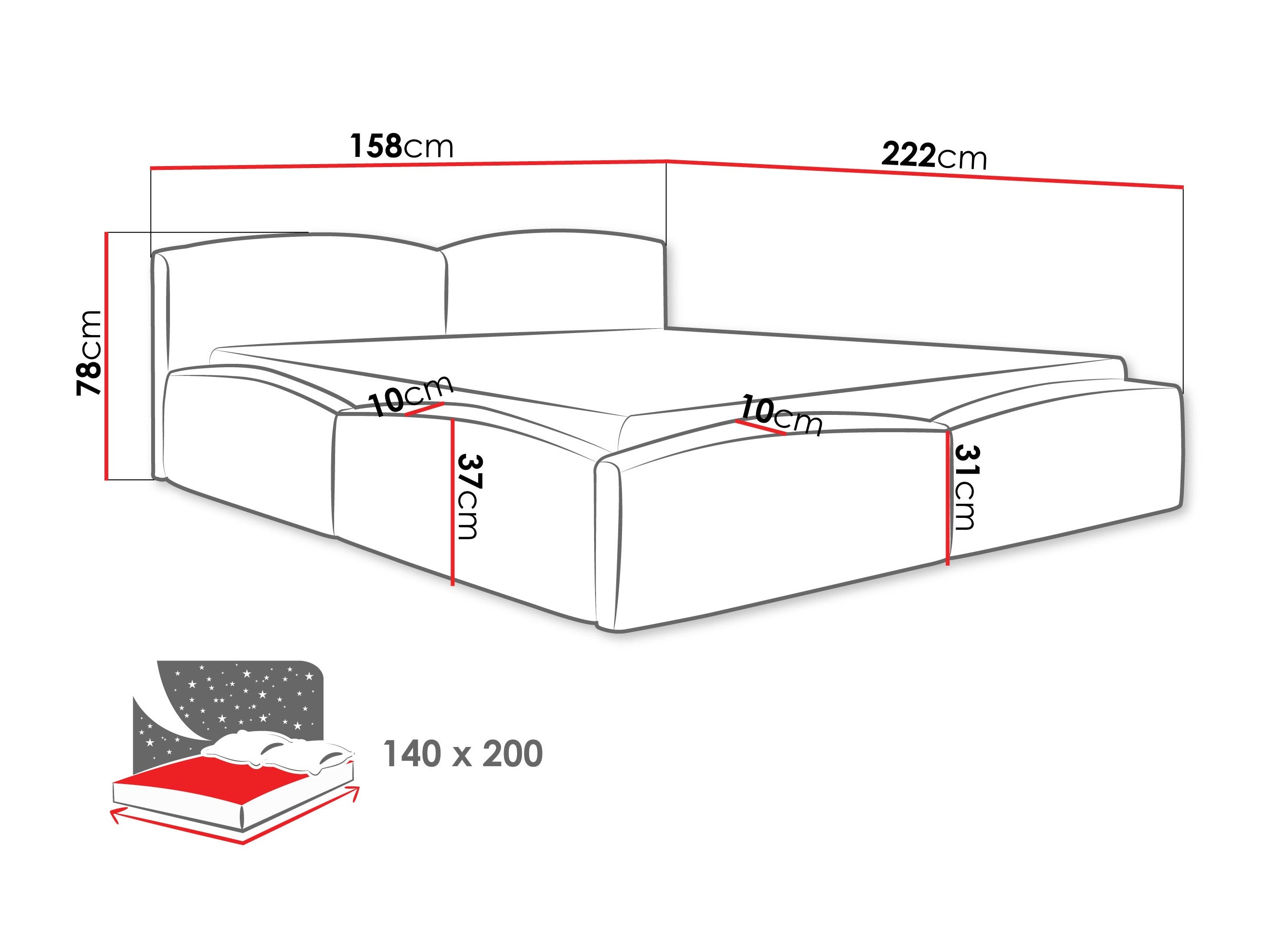 Bed TrendyNest Caprio (Lumo 75)