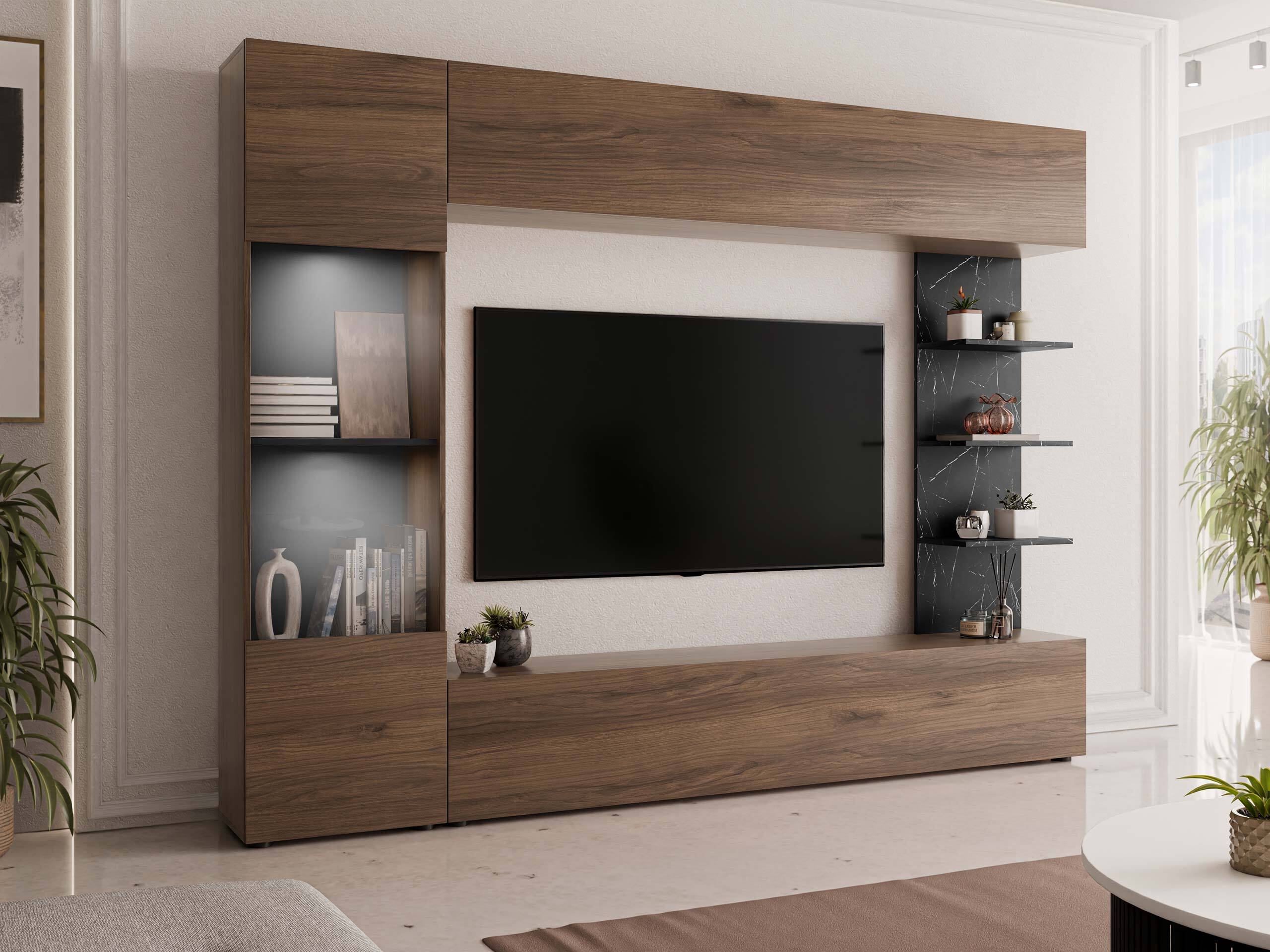 Living room set Comfivo Animus (Walnut + Black marble)