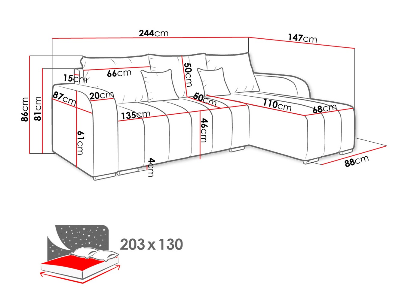 Corner sofa Arvada 123 (Lambi 11)