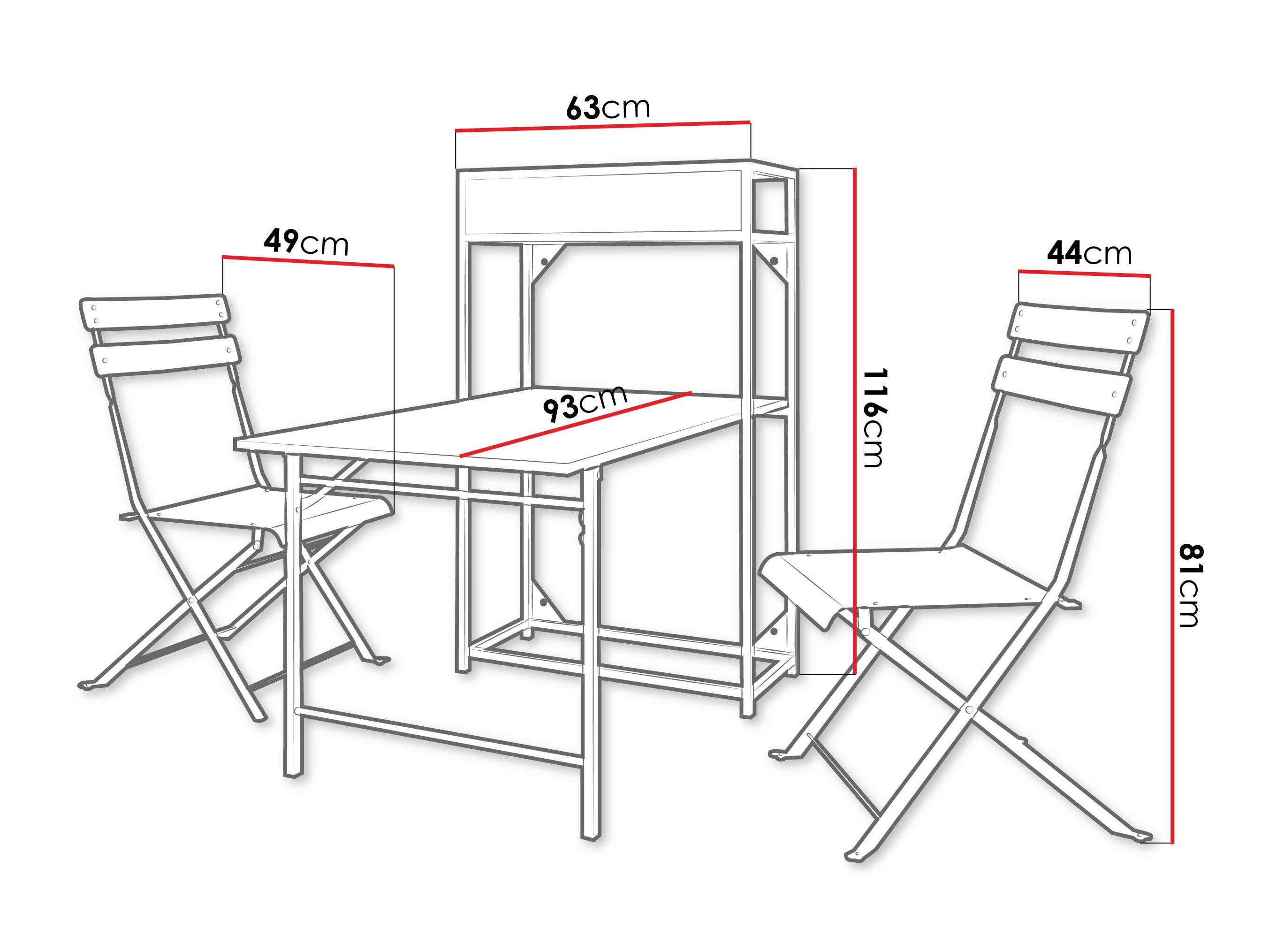 Balcony furniture set Lenitus (Black)