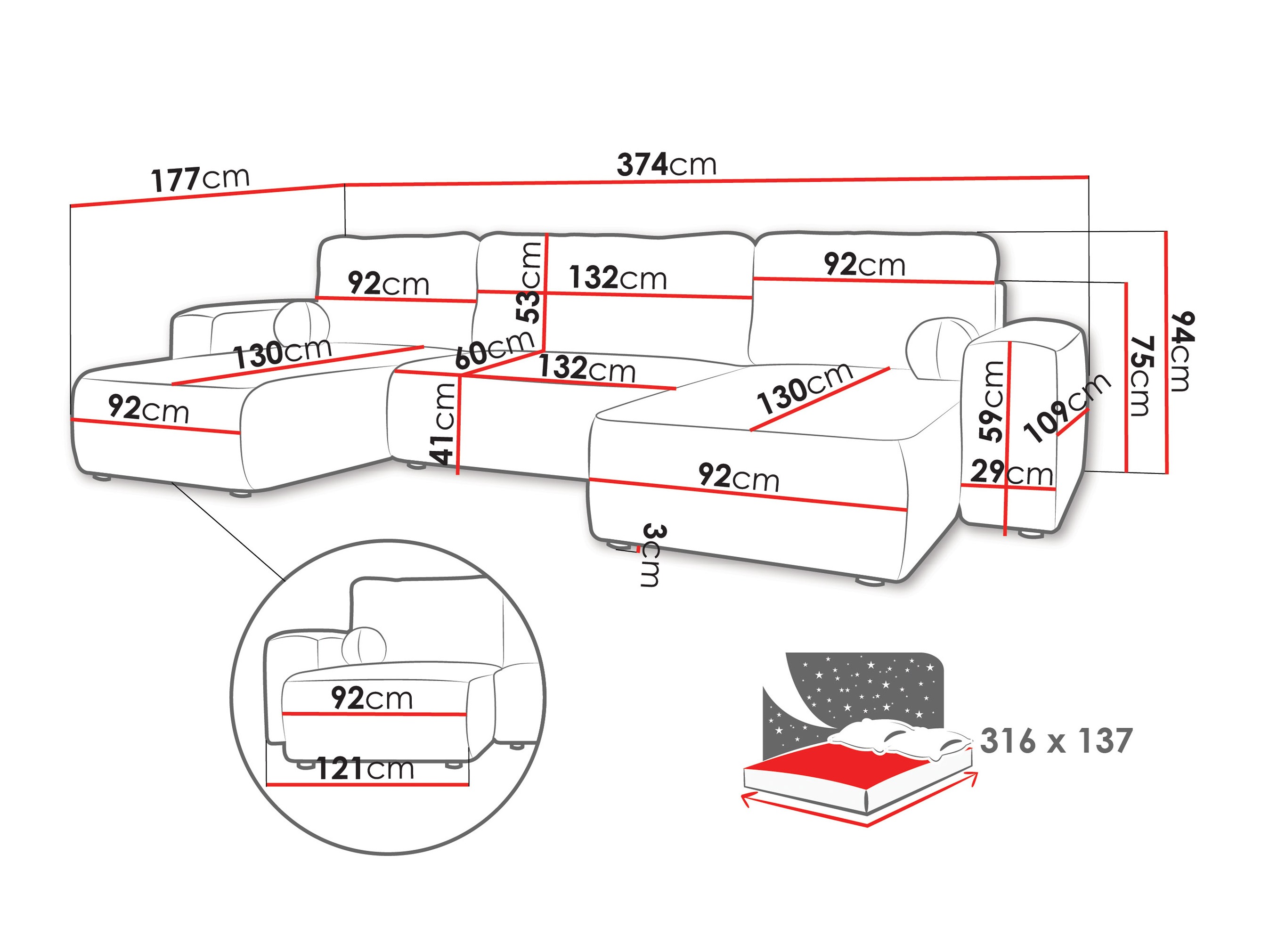 Corner sofa TrendyNest Piscor (Coral 15)