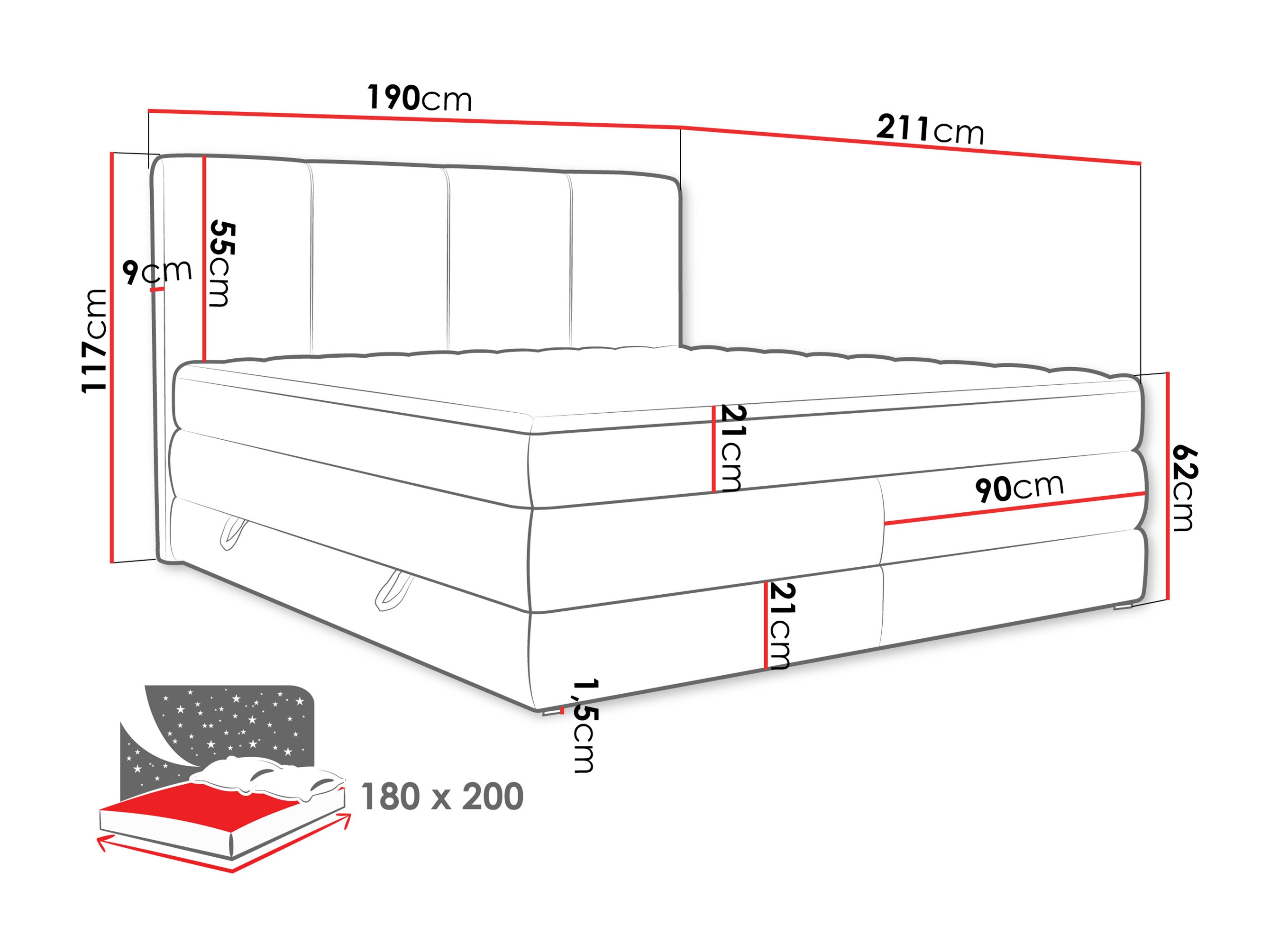 Continental bed ComfiDream Caelion (Onega 14)
