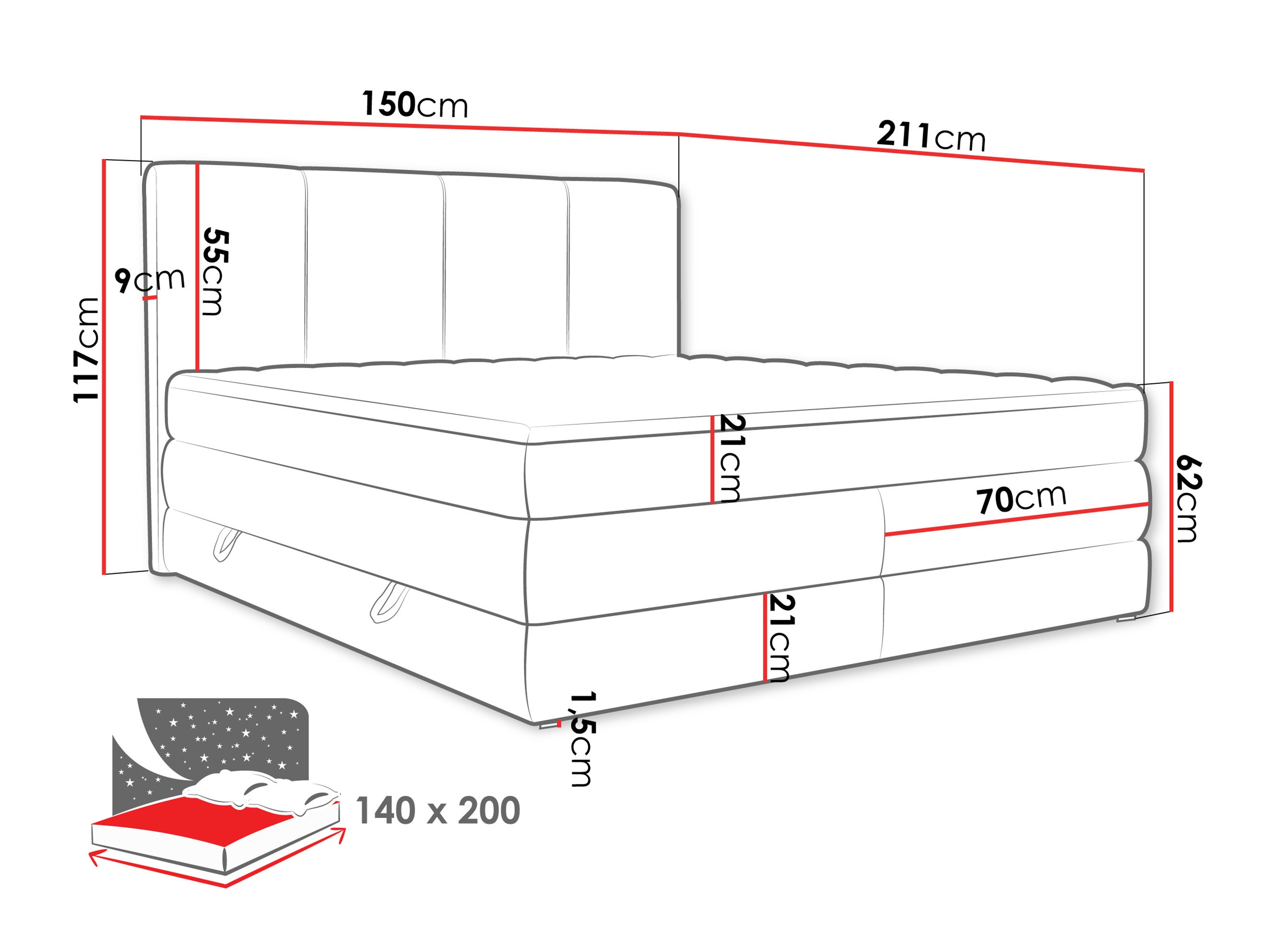 Continental bed ComfiDream Caelion (Onega 18)